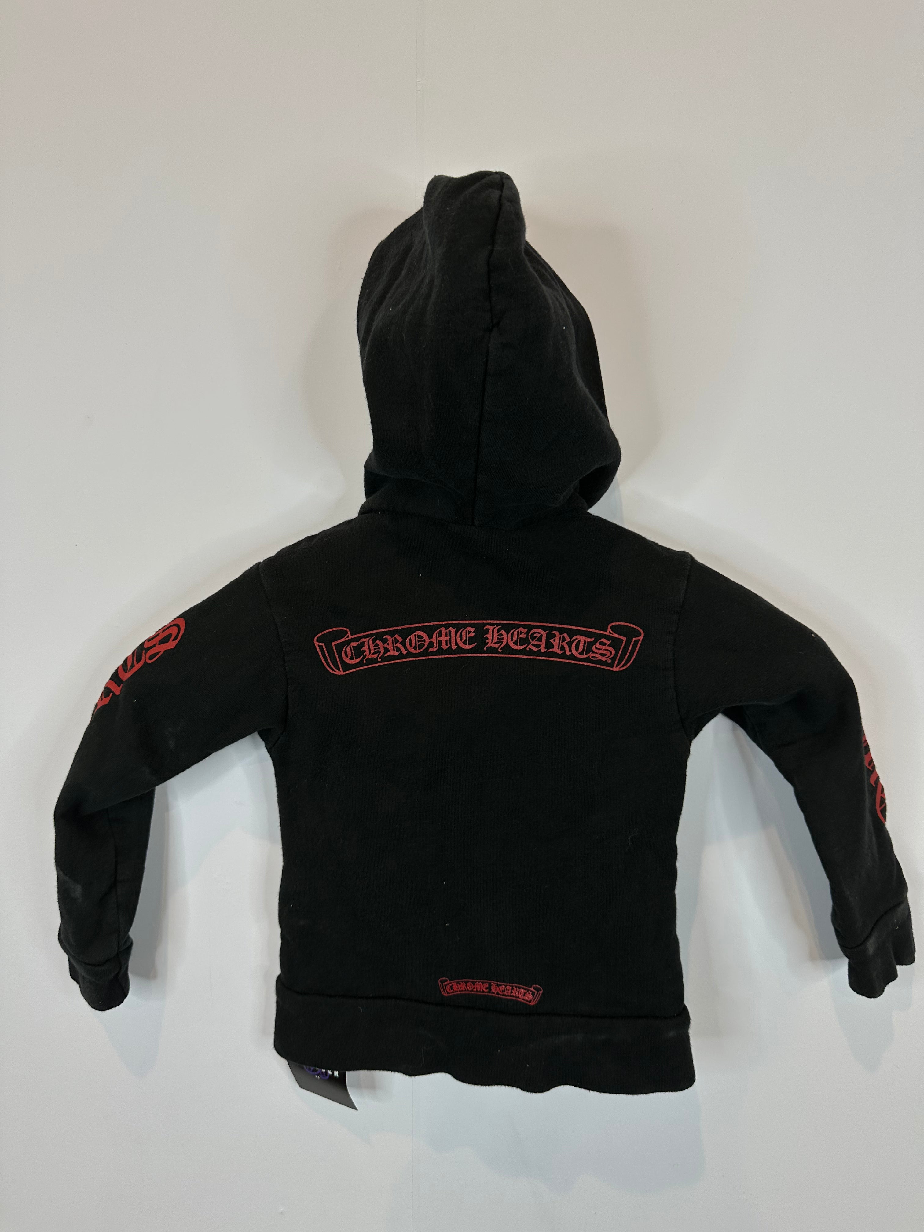Chrome Hearts Black Red Kids Scroll Zip Up Used 2T