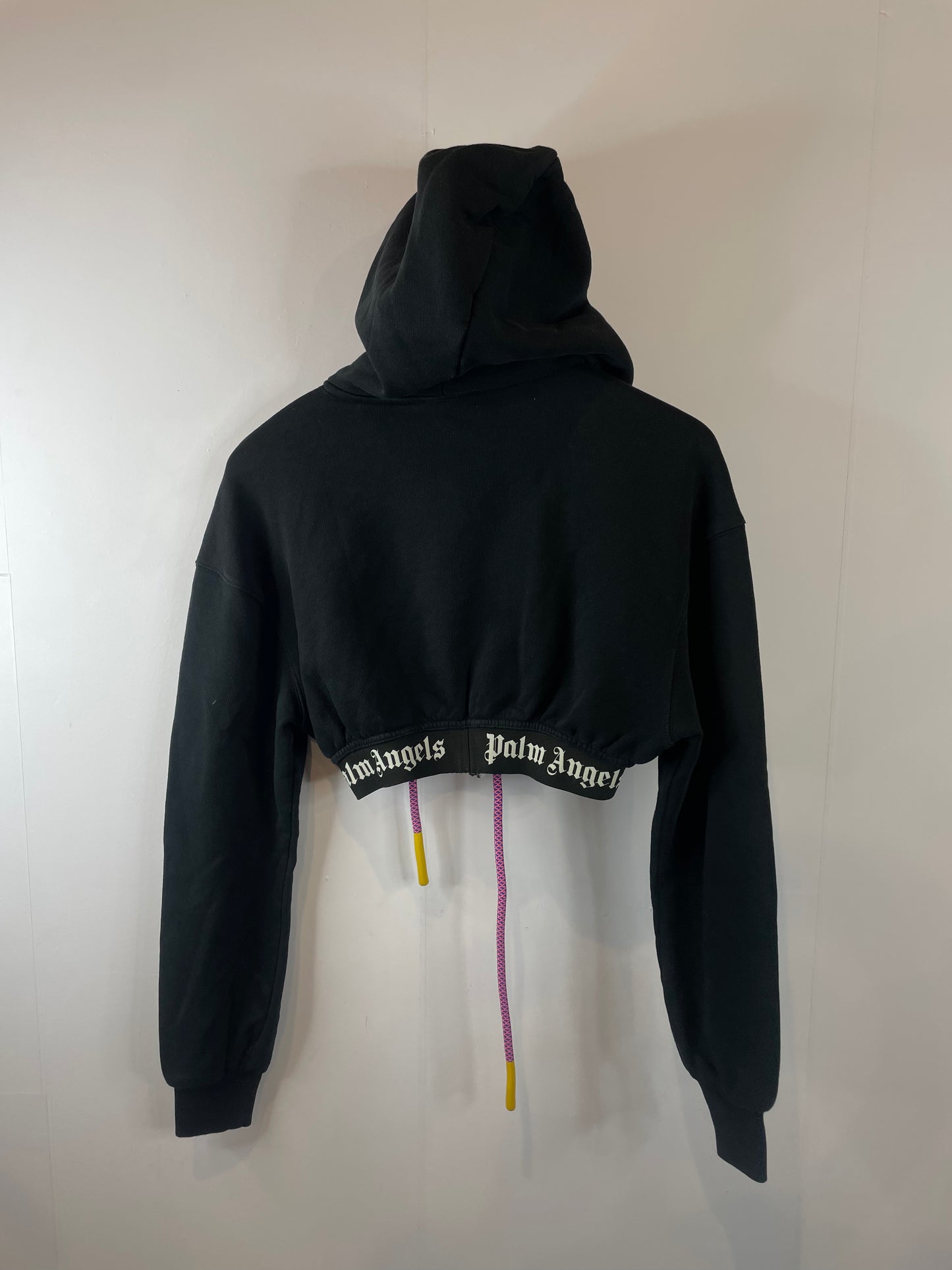 Palm Angels Black Purple Cropped Hoodie