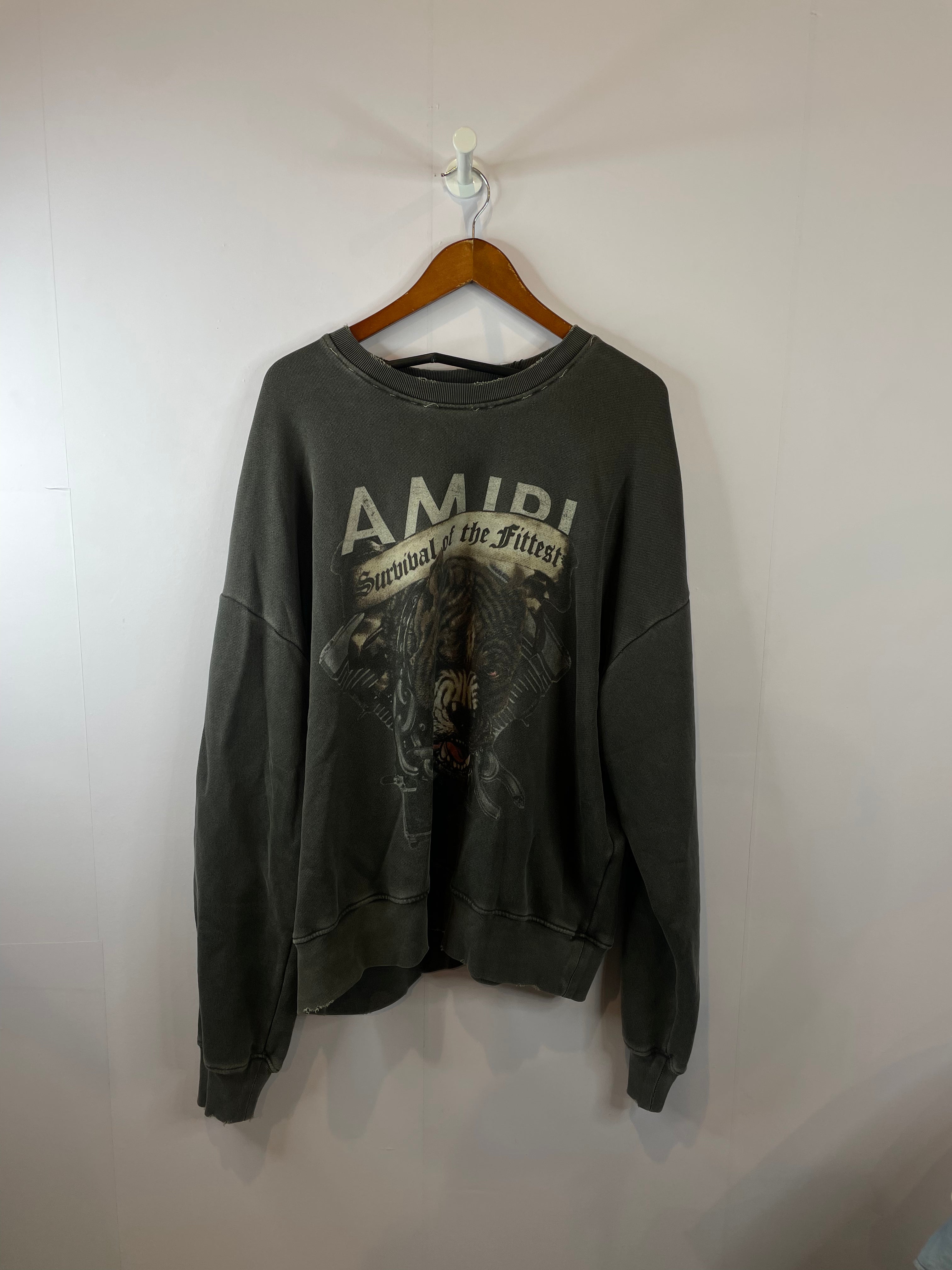 Amiri Grey Survival of the Fittest Crewneck