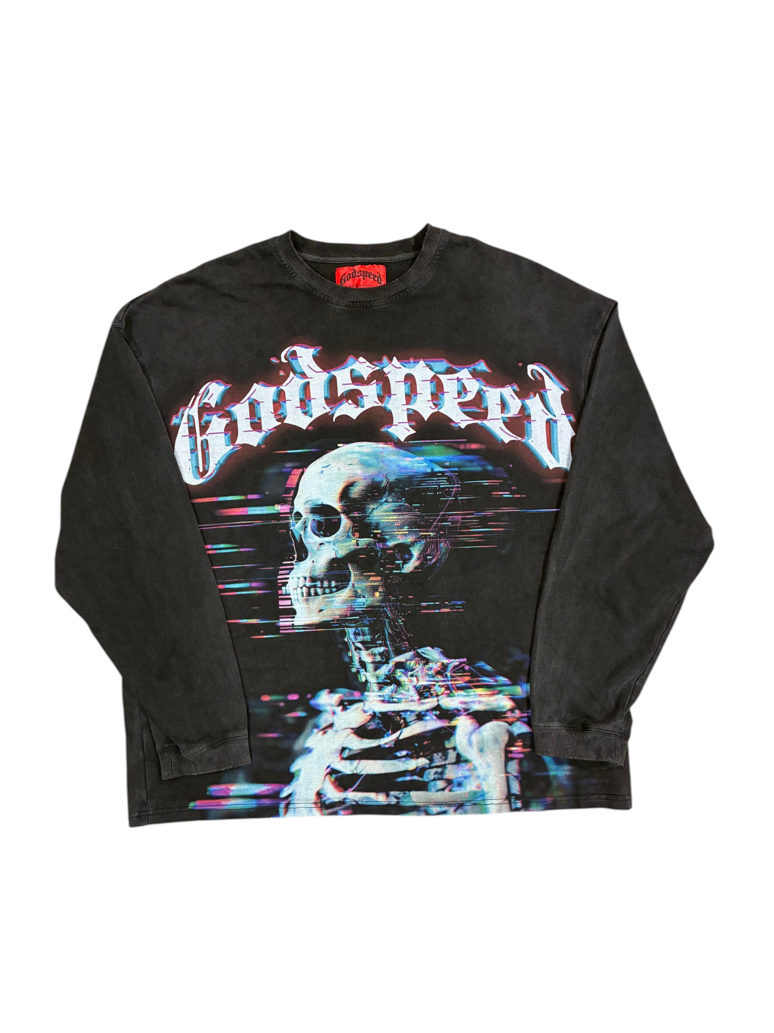 Godspeed ' Matrix Glitch' Black Wash Long Sleeve