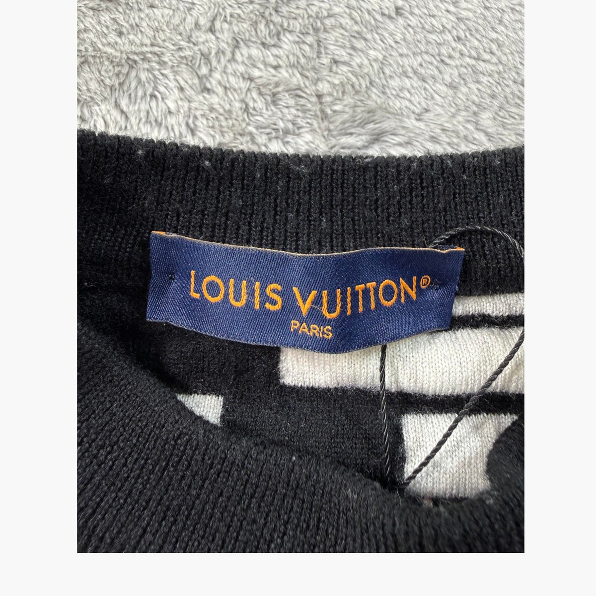 Louis Vuitton Red & Blue Logo Black Sweater