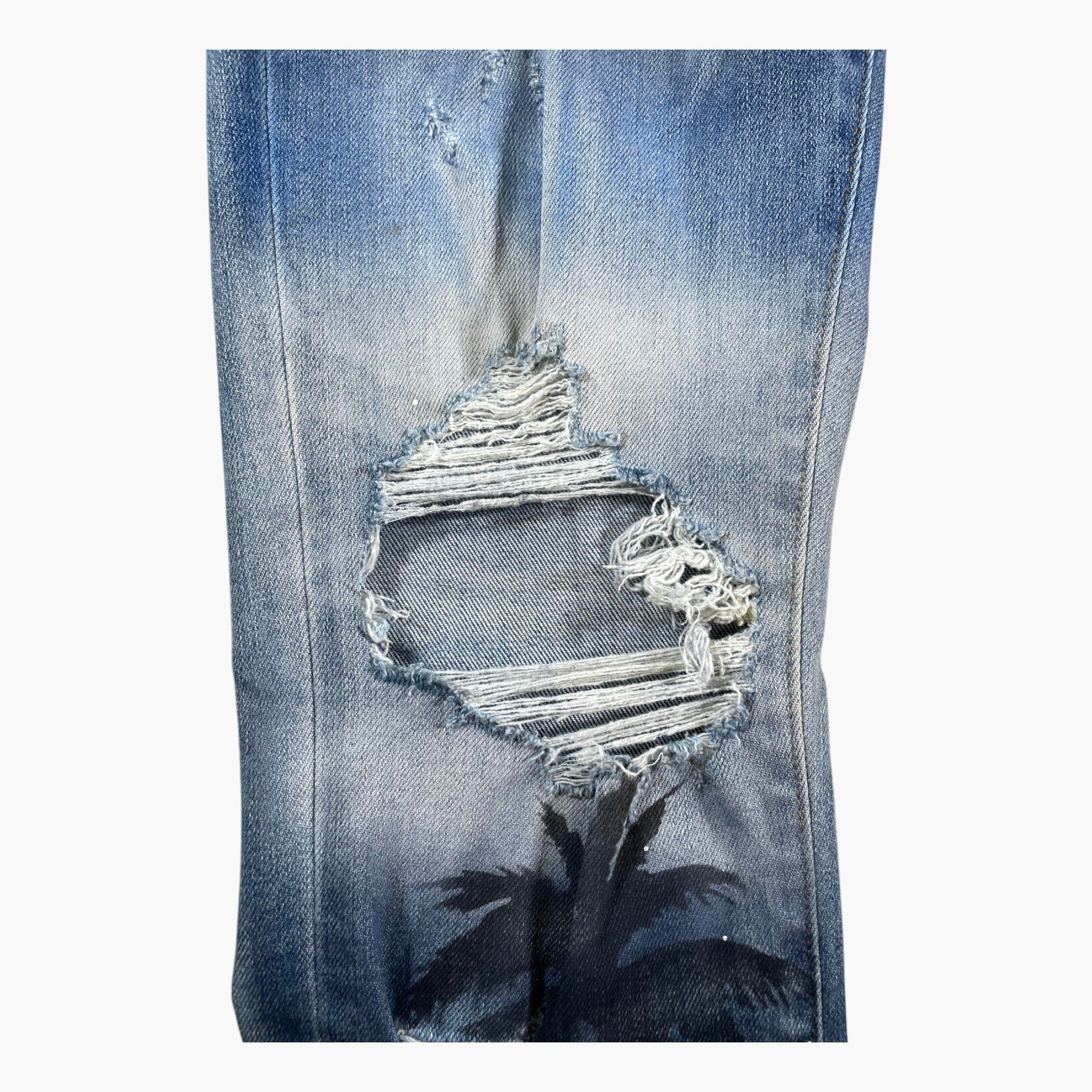 Amiri Sunset Palm Tree Light Wash Jeans