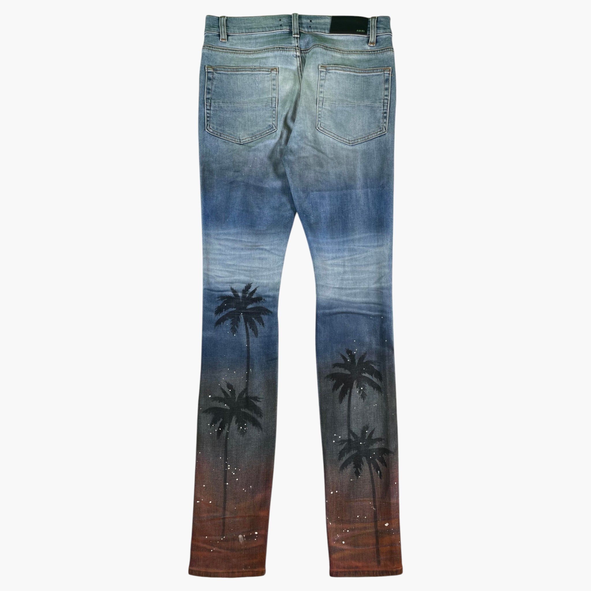 Amiri Sunset Palm Tree Light Wash Jeans