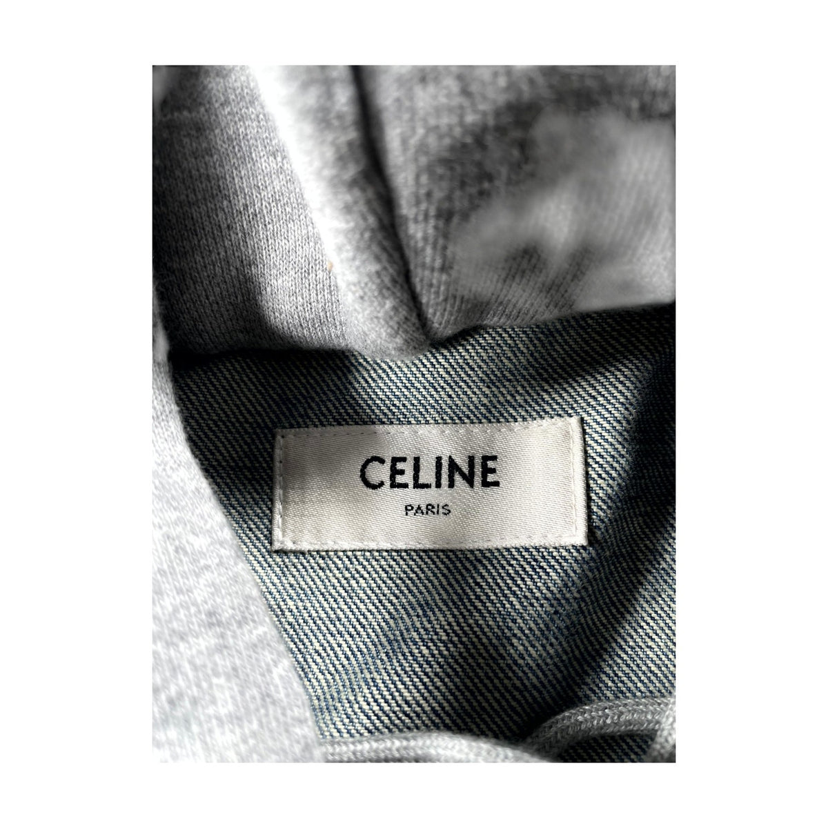 Celine Hood Logo Denim Light Wash & Grey Jacket