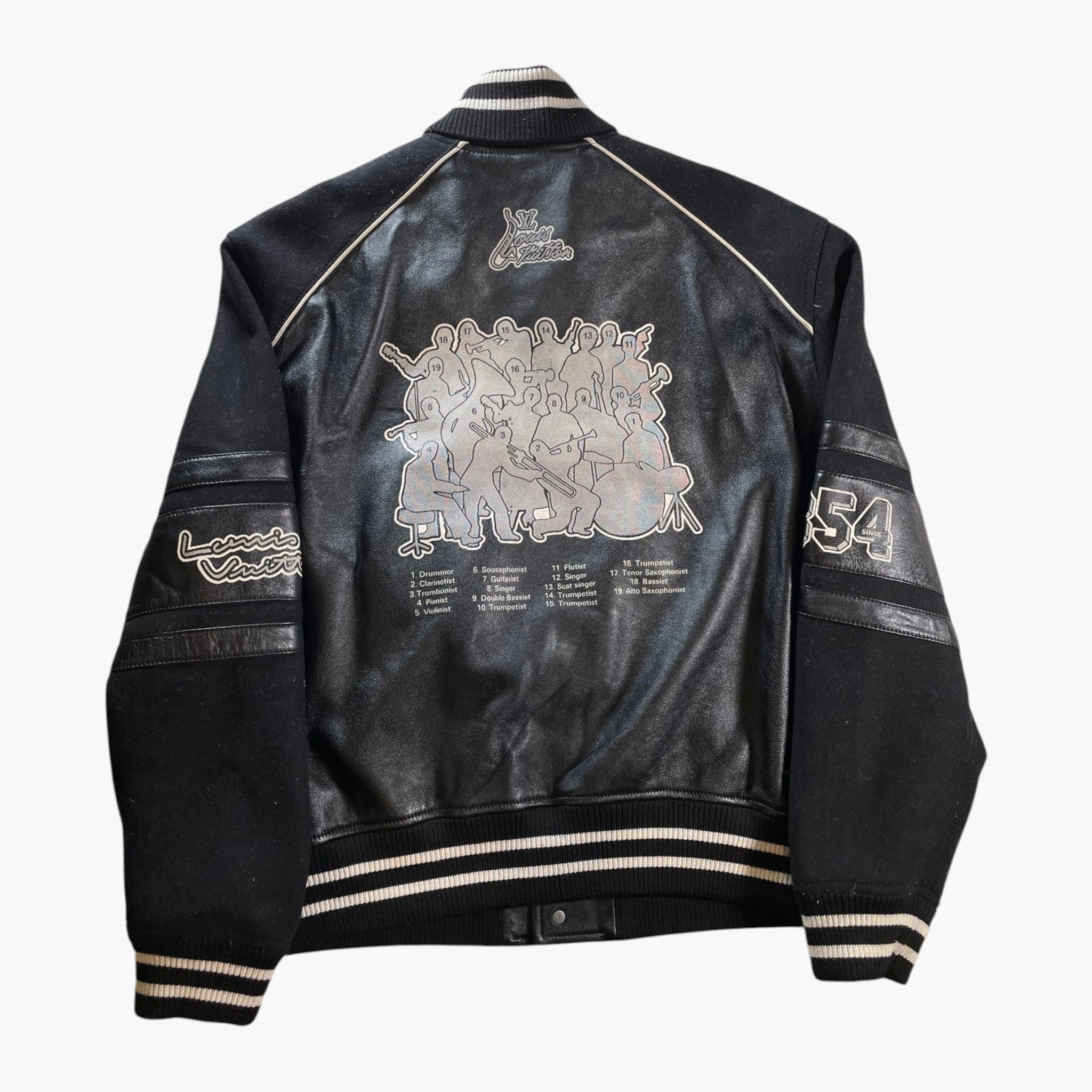 Louis Vuitton Blouson Musical Black Leather Varsity Jacket