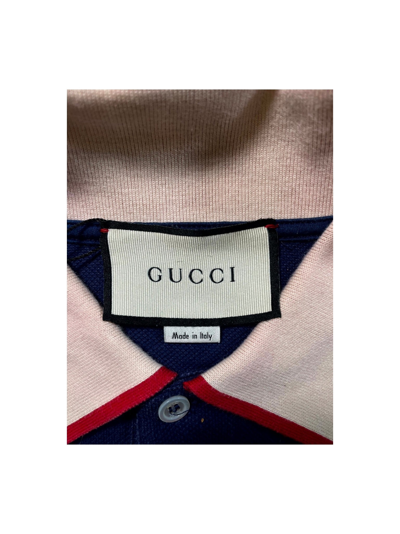 Gucci Shoulder Logo Navy, Cream & Red Polo Shirt