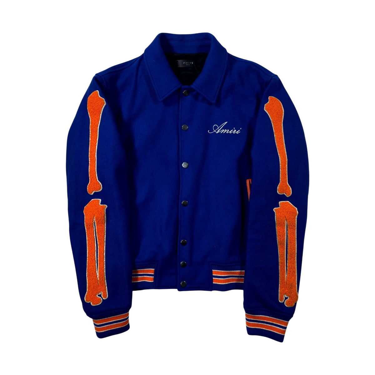 Amiri Bone Blue & Orange Varsity Jacket