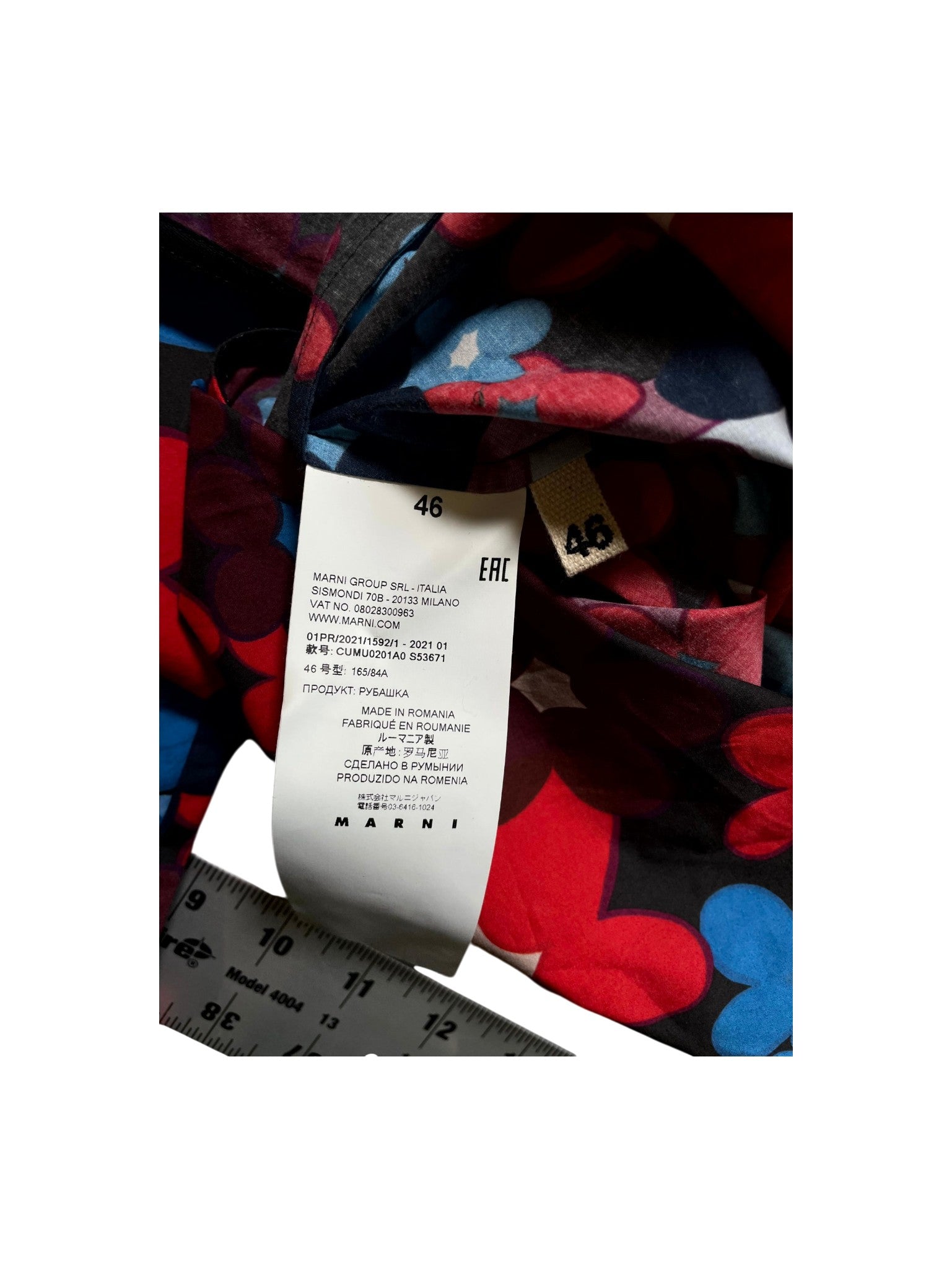 Marni Button Up Blue & Red Shirt