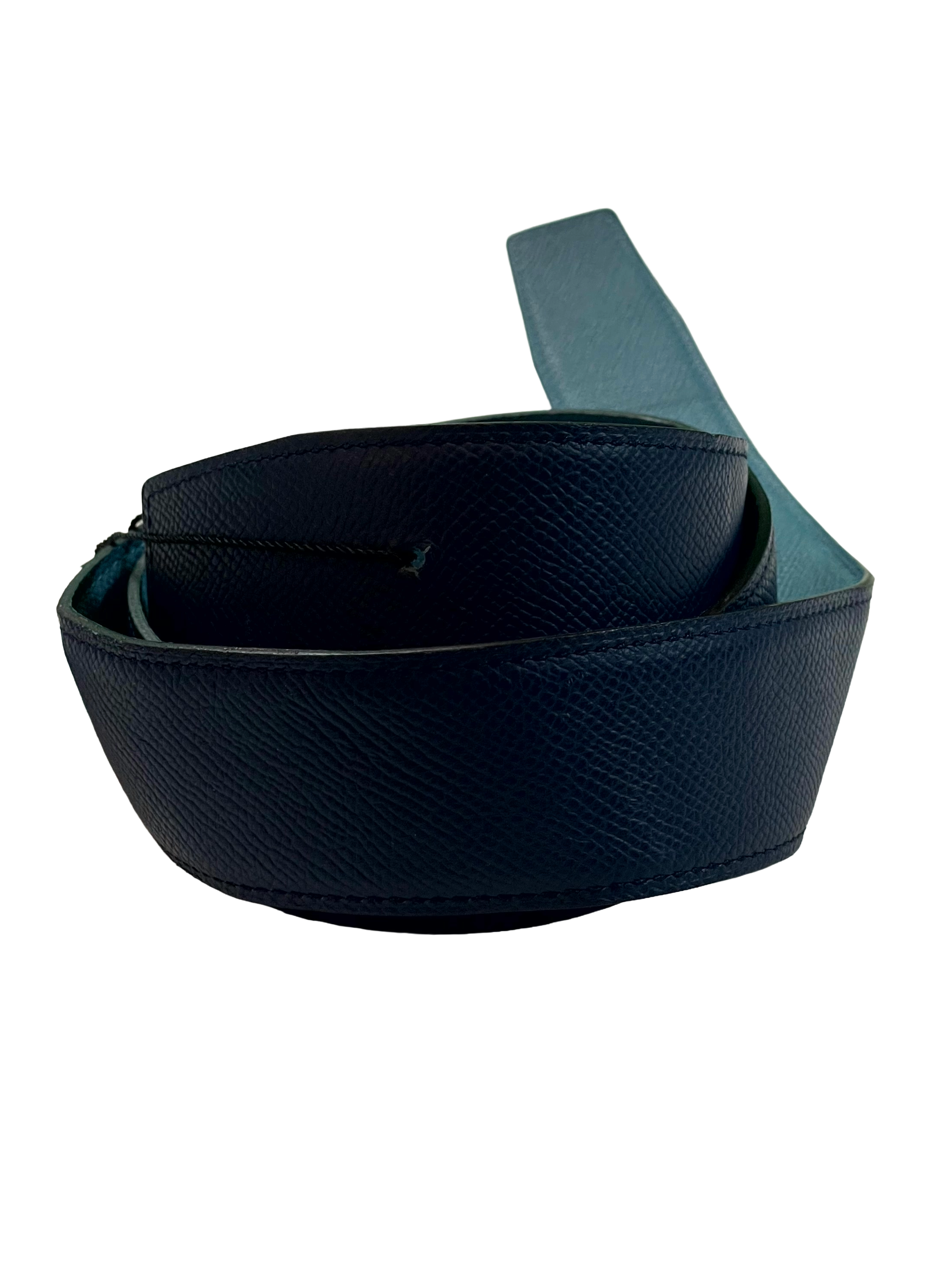 Hermes Reversible Belt Strap Blue Navy (85) Used