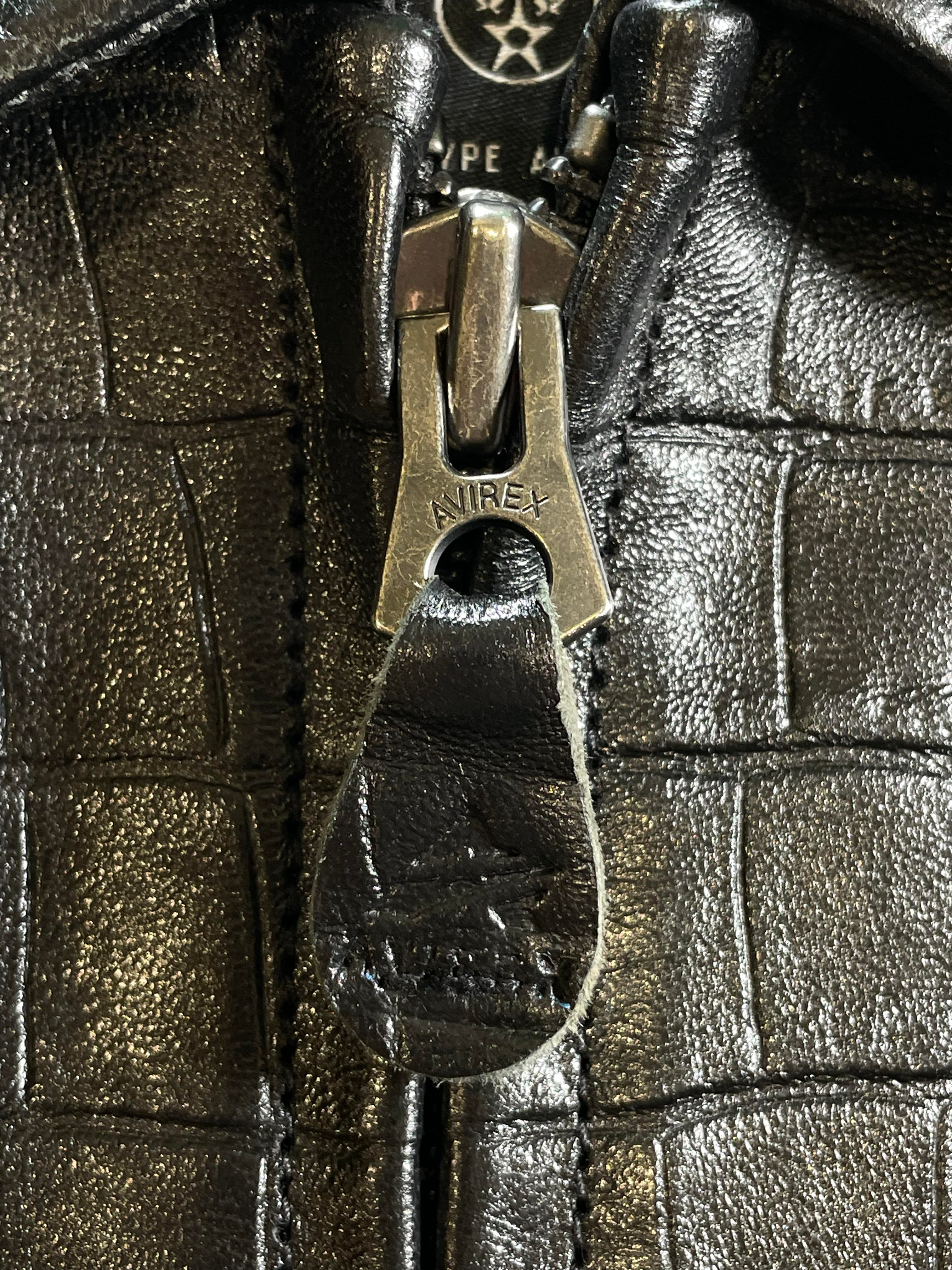 Avirex Distressed Croc Icon Black Jacket
