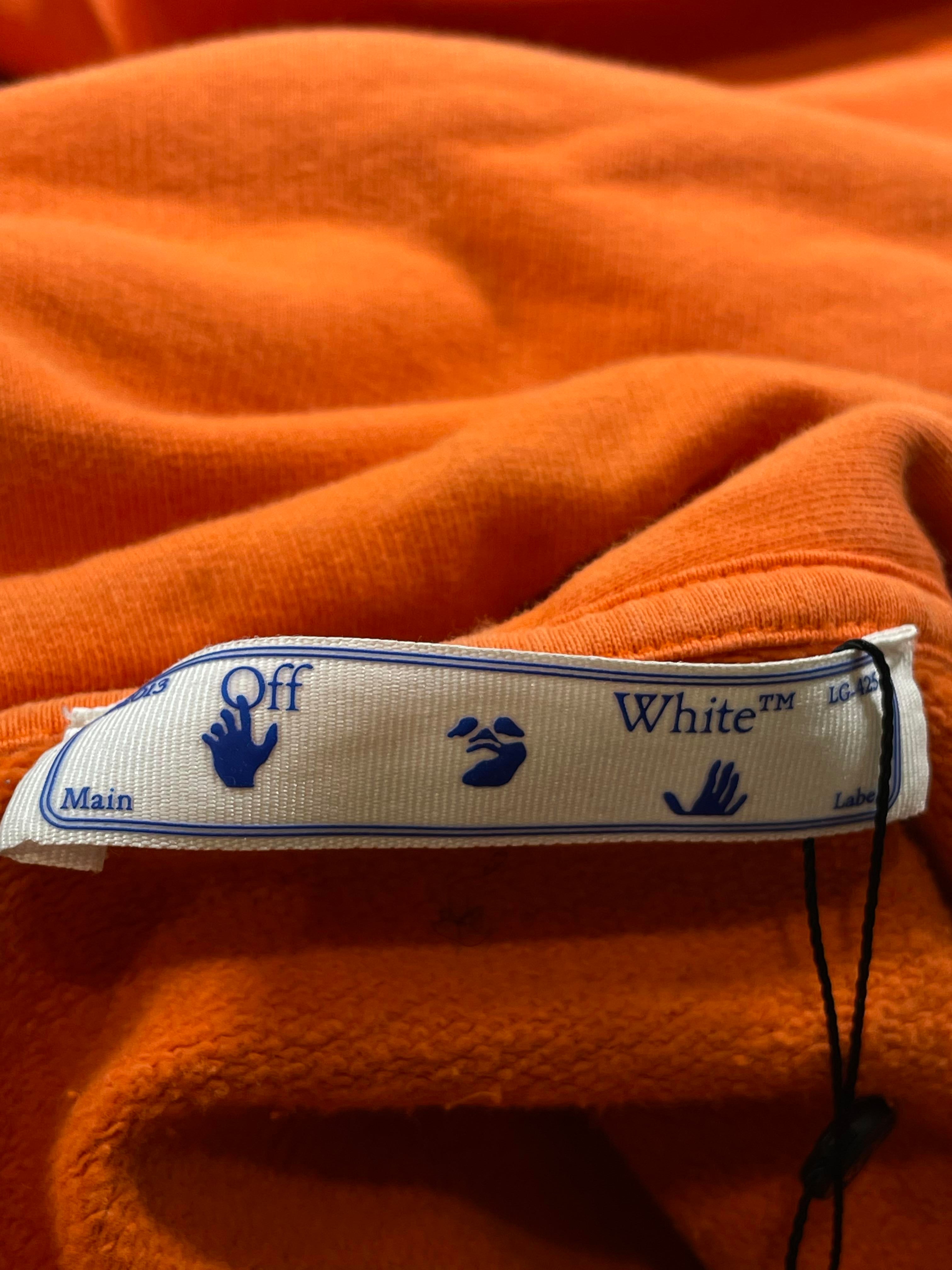 Off White Orange Black Painted Arrow Logo Hoodie