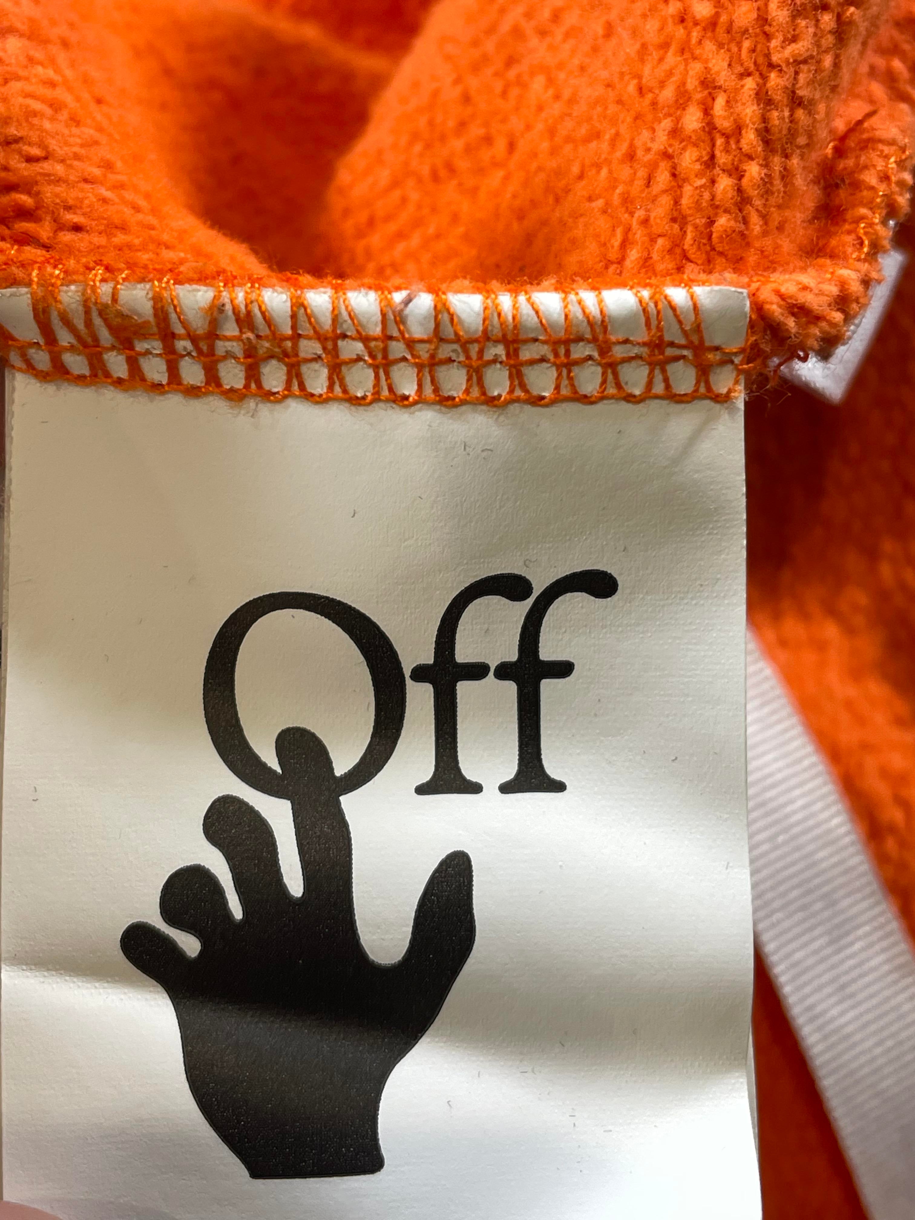 Off White Orange Black Painted Arrow Logo Hoodie