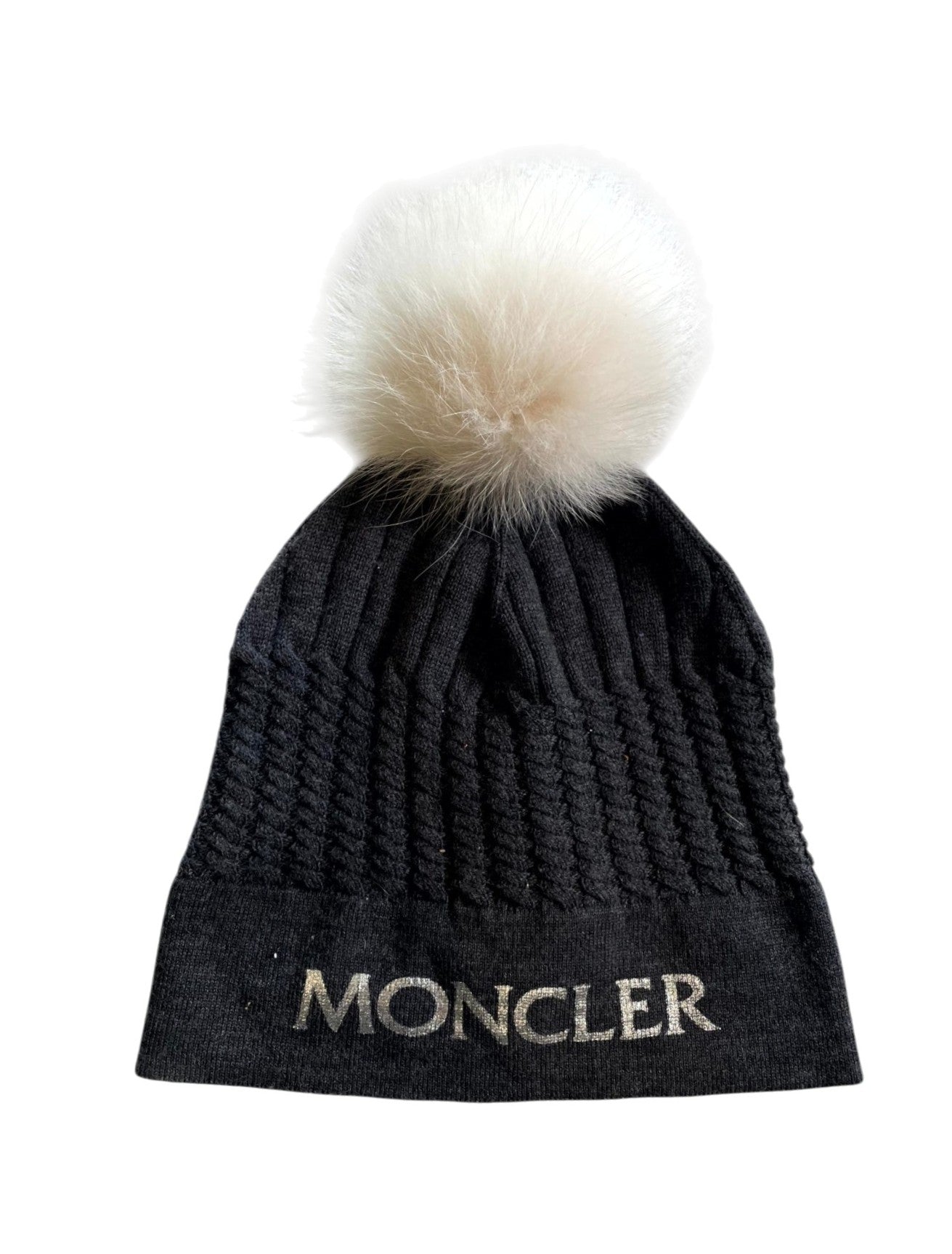 Moncler Fur Grey & White Beanie