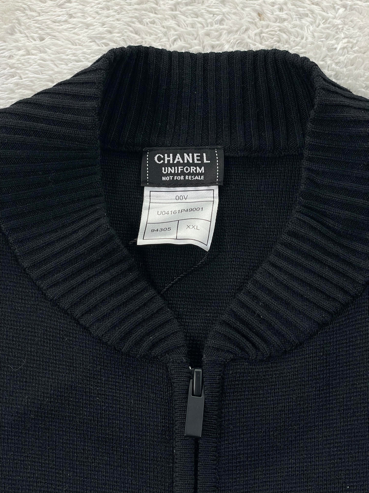 Chanel Uniform Black Zip Up Cardigan