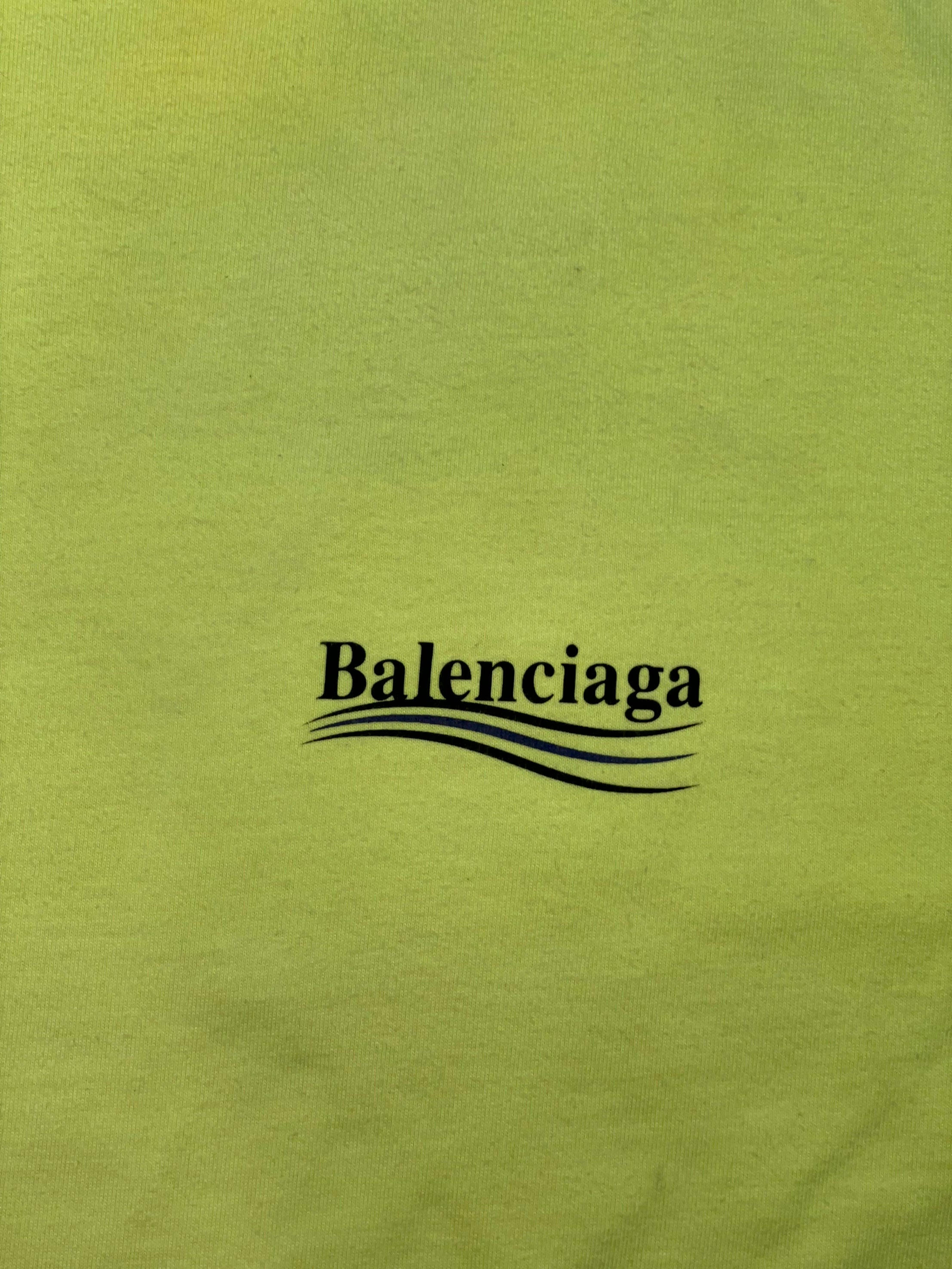 Balenciaga Classic Campaign Logo Lime Tee