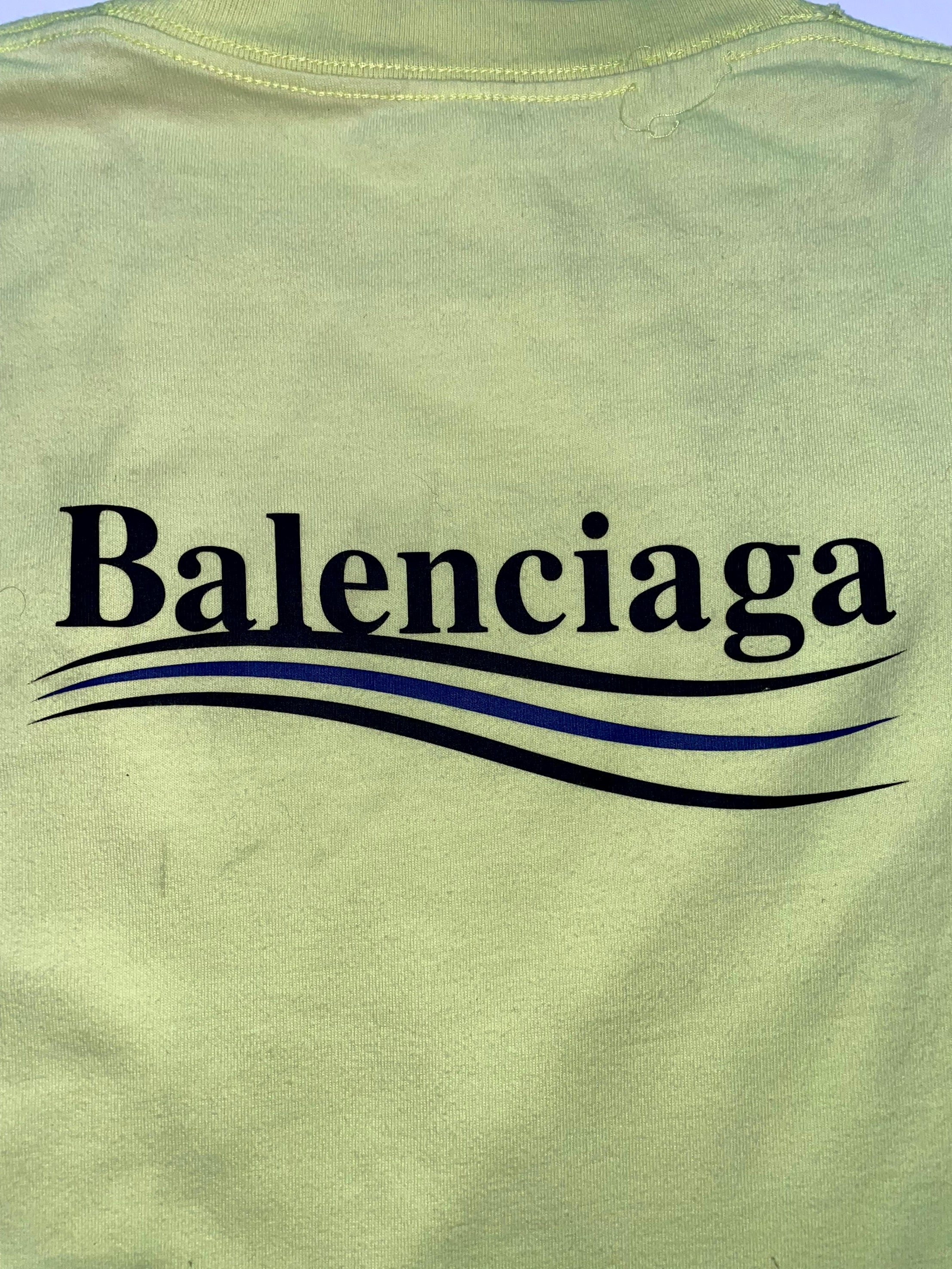Balenciaga Classic Campaign Logo Lime Tee