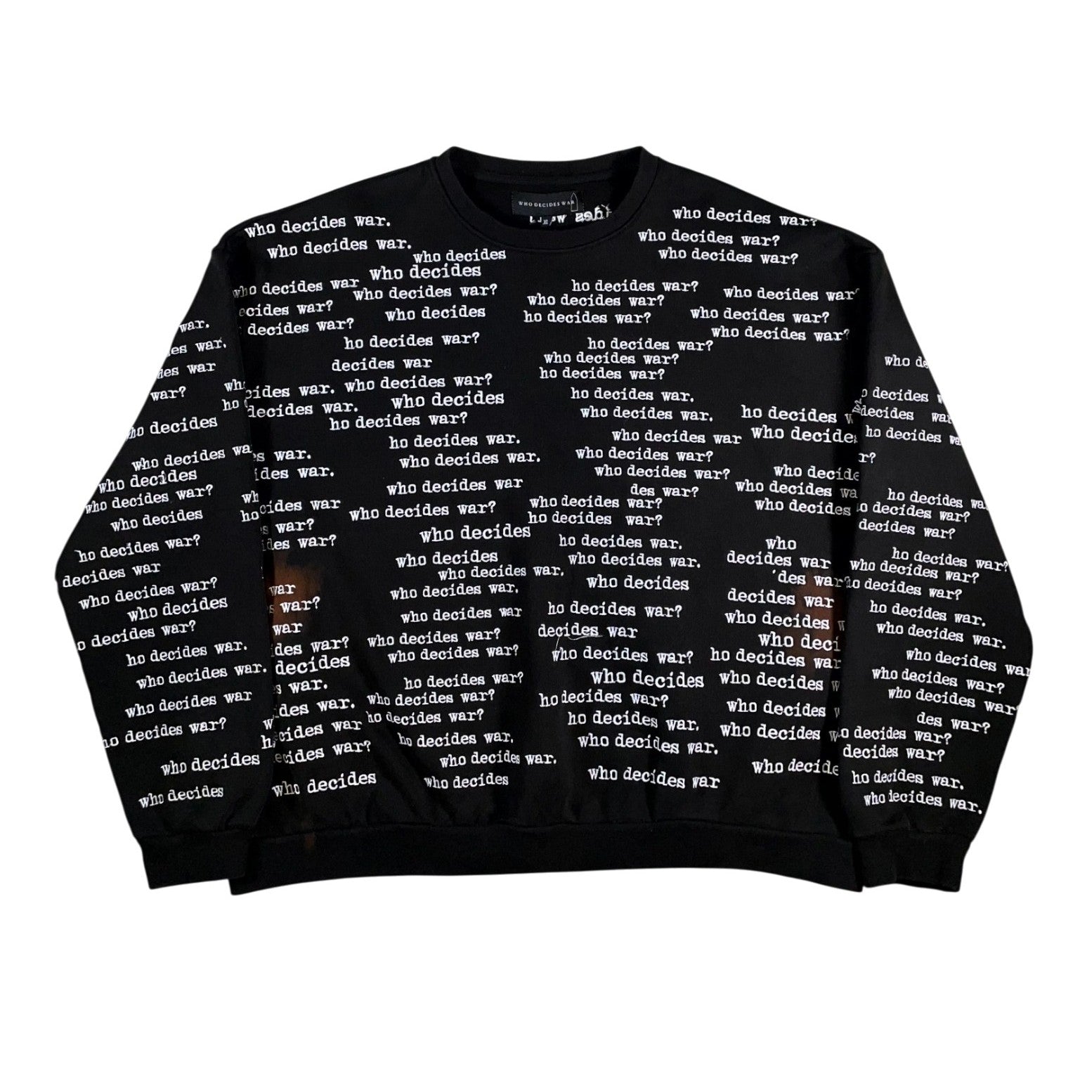 Who Decides War "Scripture Crewneck" Black Bleached Sweatshirt