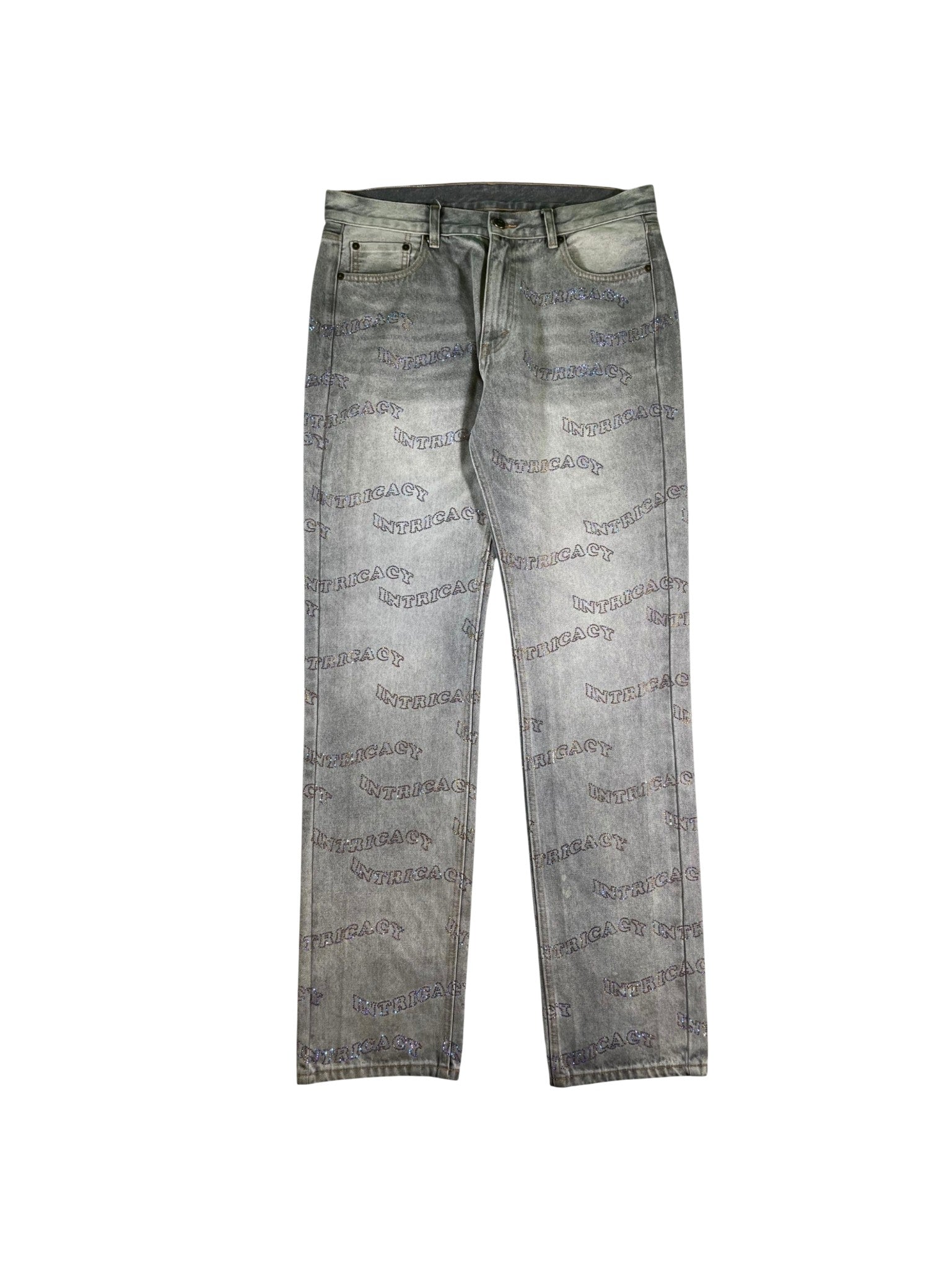 Lost Intricacy "Rhinestone All Over" Grey Jeans