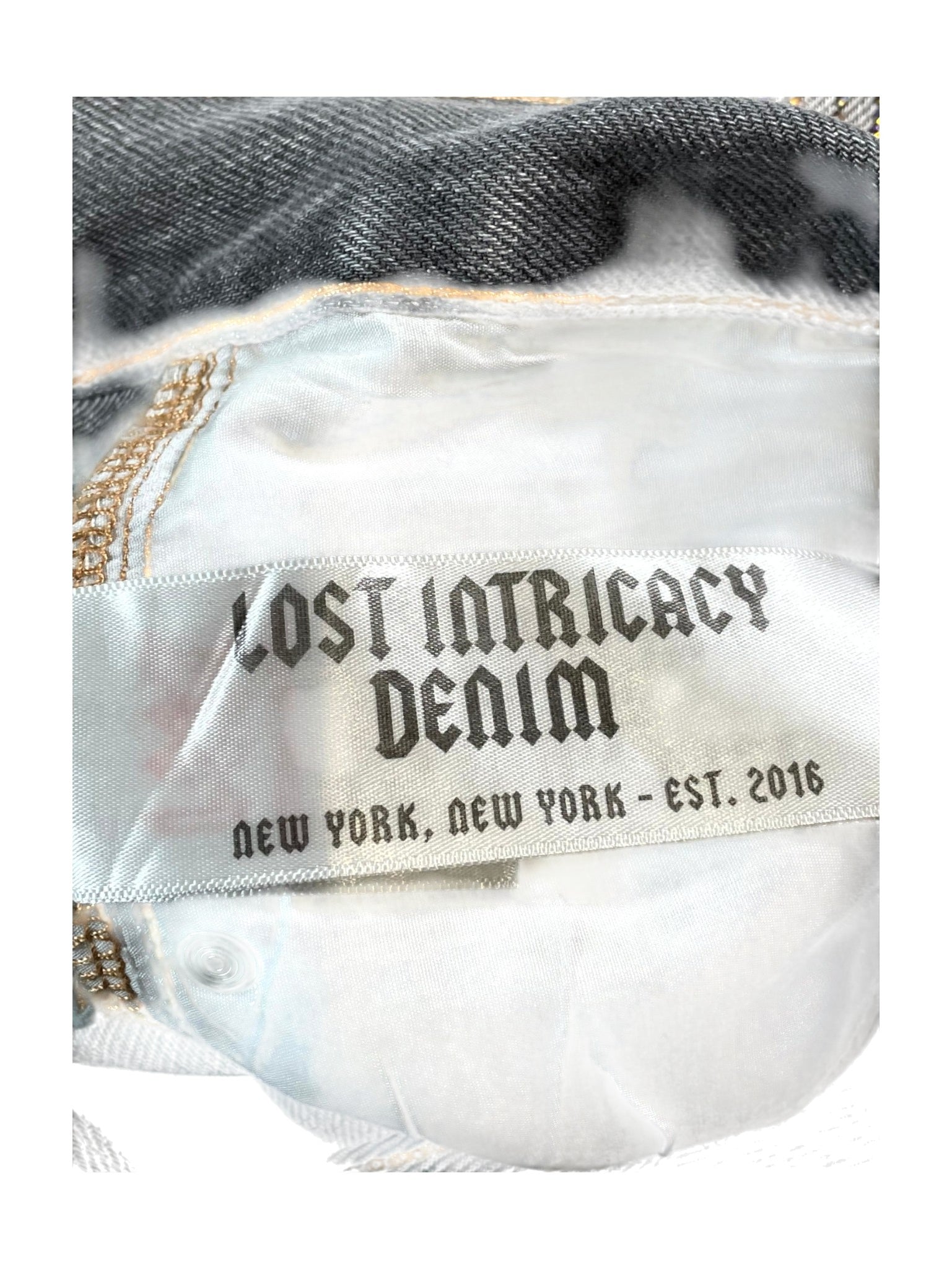 Lost Intricacy "Rhinestone All Over" Grey Jeans