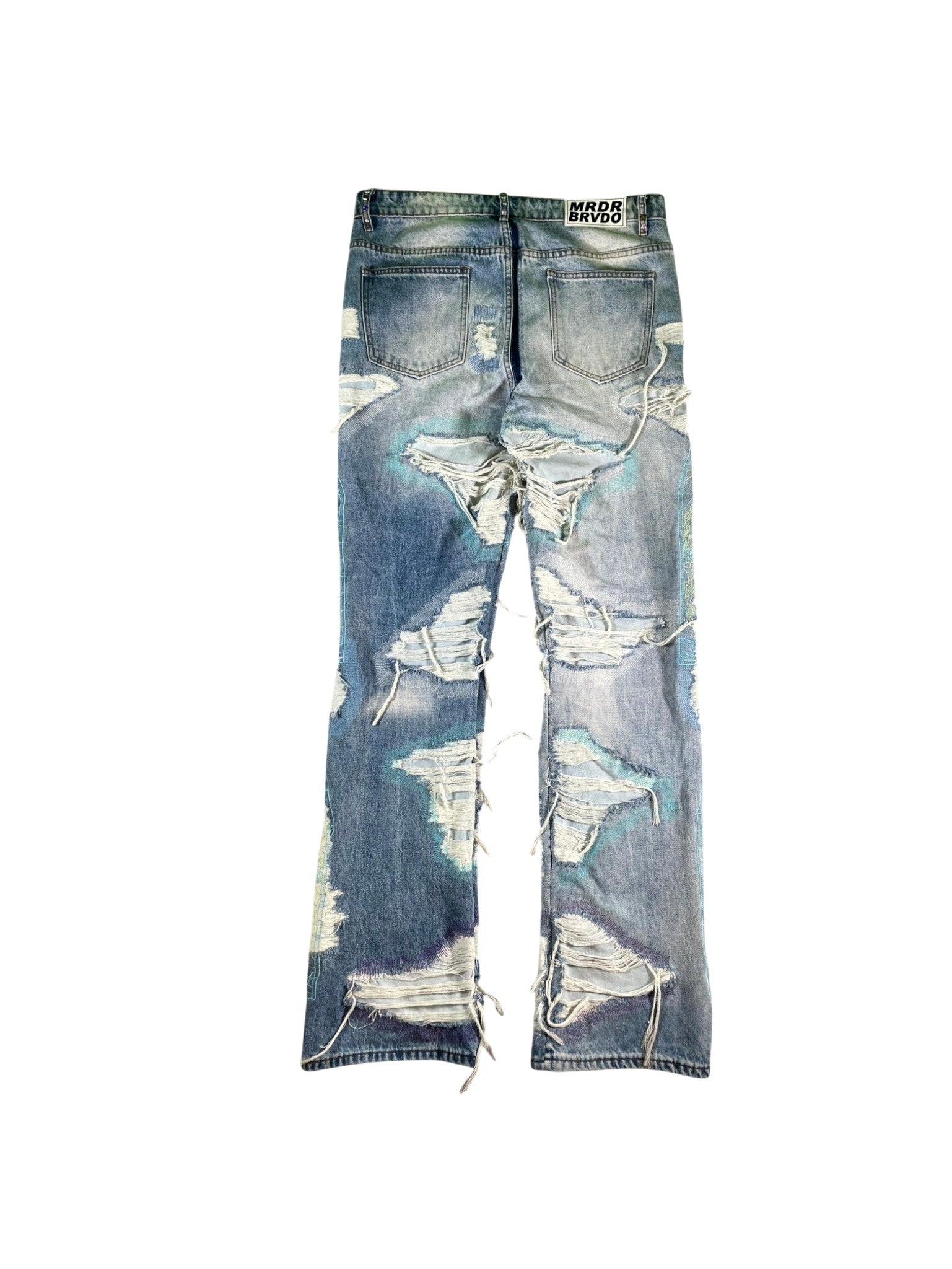 Who Decides War Studded Light Wash, Neon, Blue & Purple Jeans