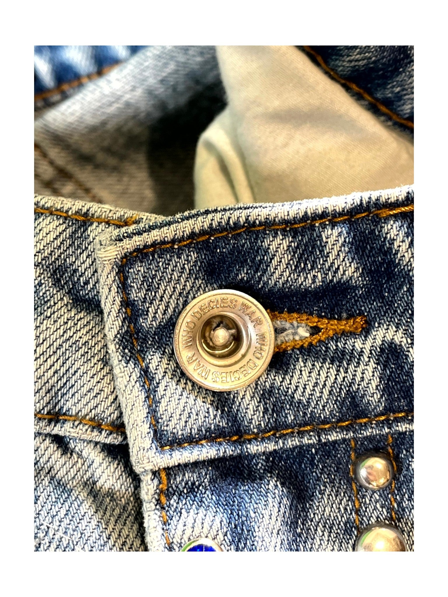 Who Decides War Studded Light Wash, Neon, Blue & Purple Jeans