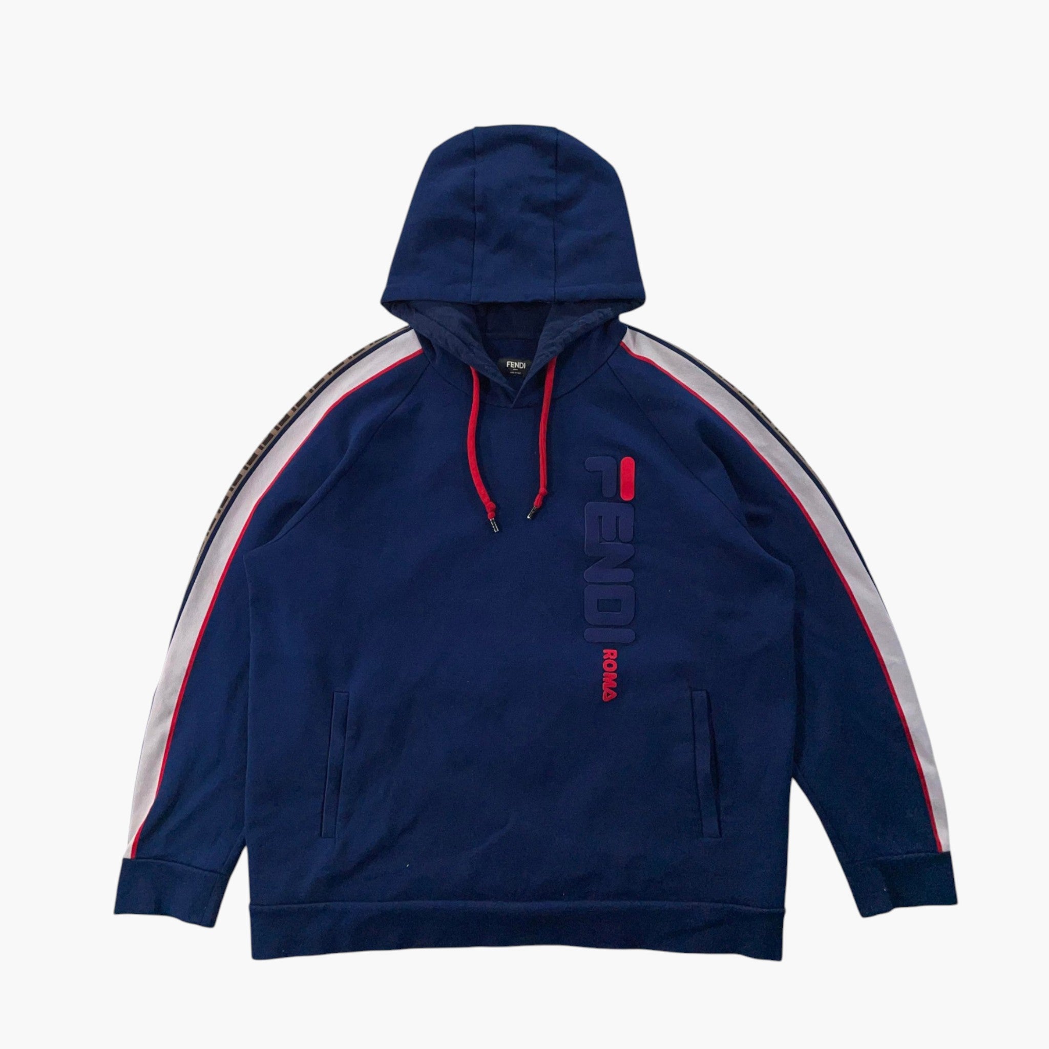 Fendi Logo Navy & Red Hoodie