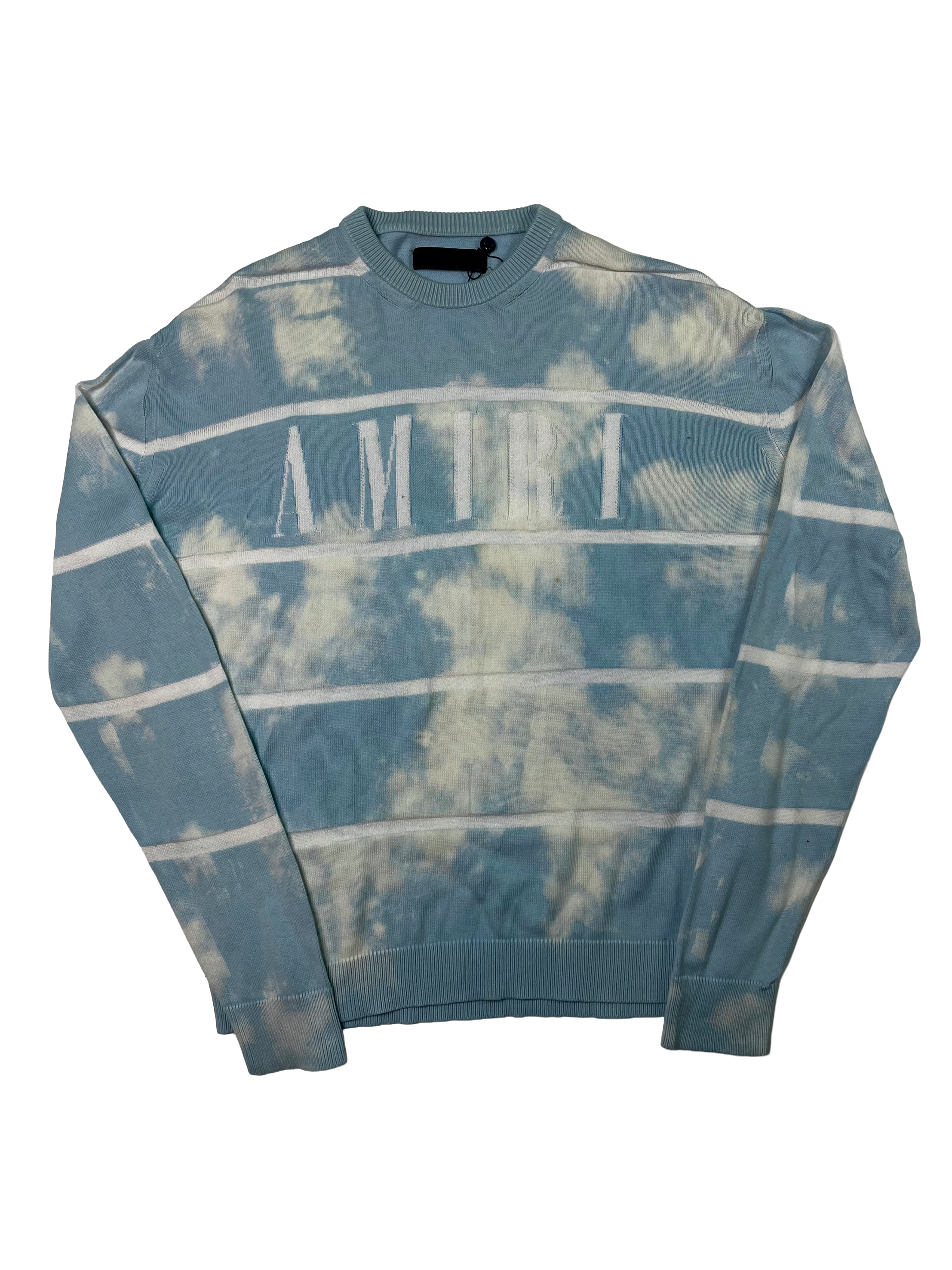 Amiri Core Logo Baby Blue & White Sweater