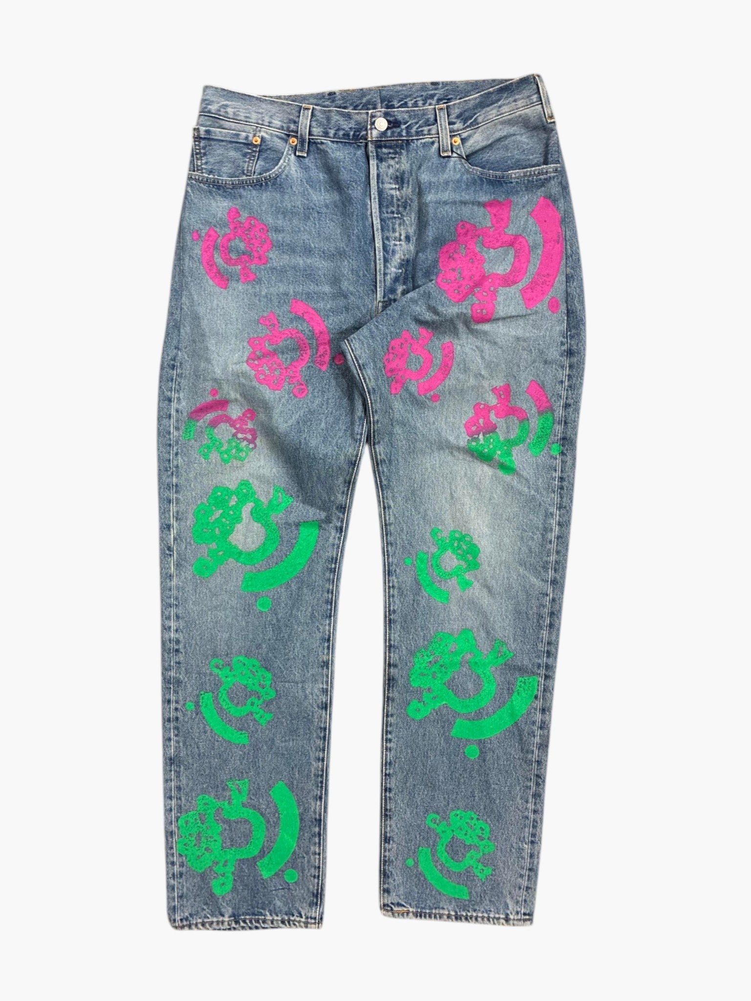 Denim Tears Pink & Green BSTROY Light Wash Jeans