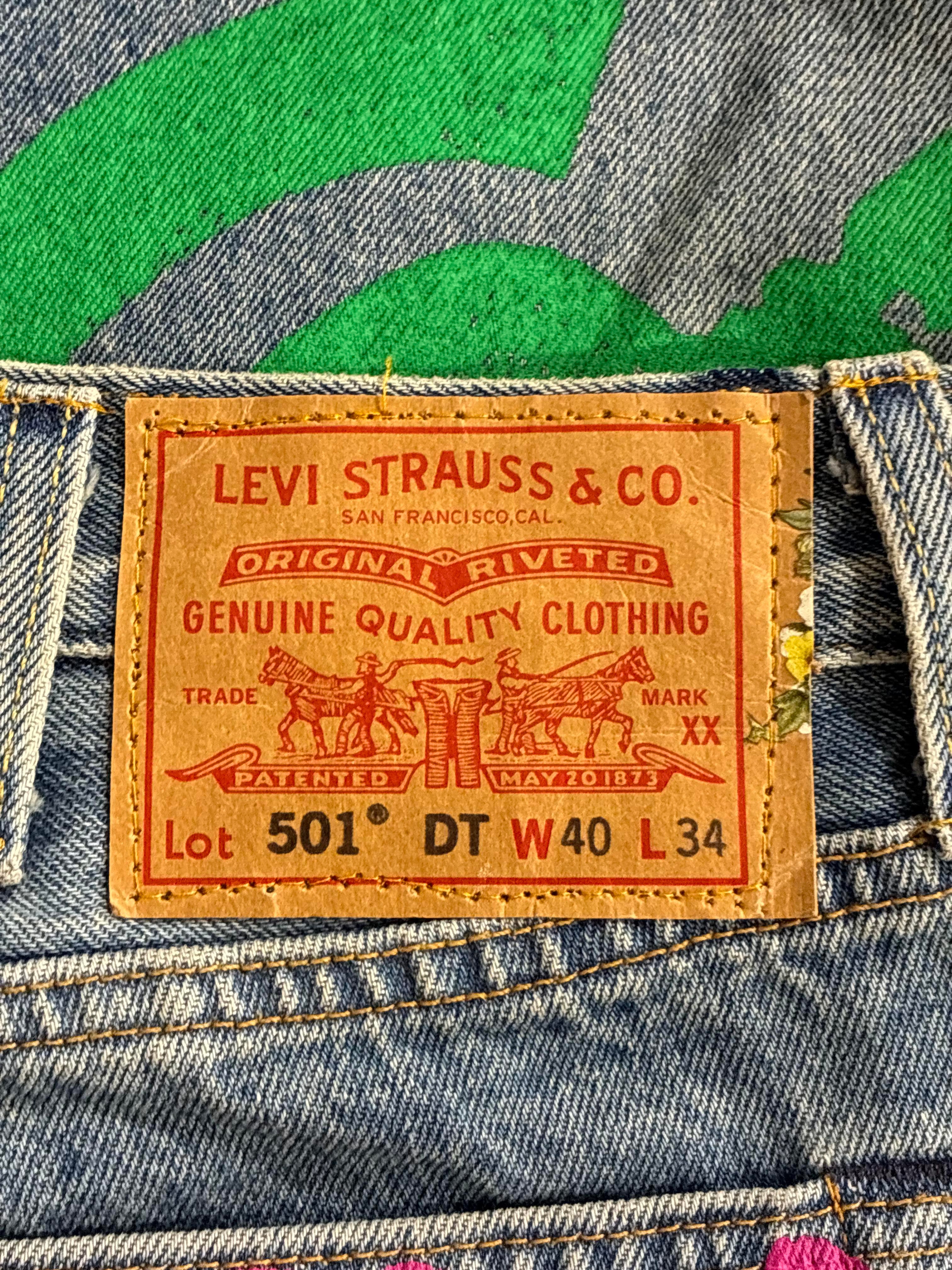 Denim Tears Pink & Blue BSTROY Light Wash Jeans