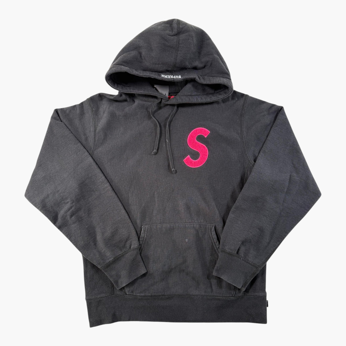 Supreme Pink S LoGo Black Hoodie