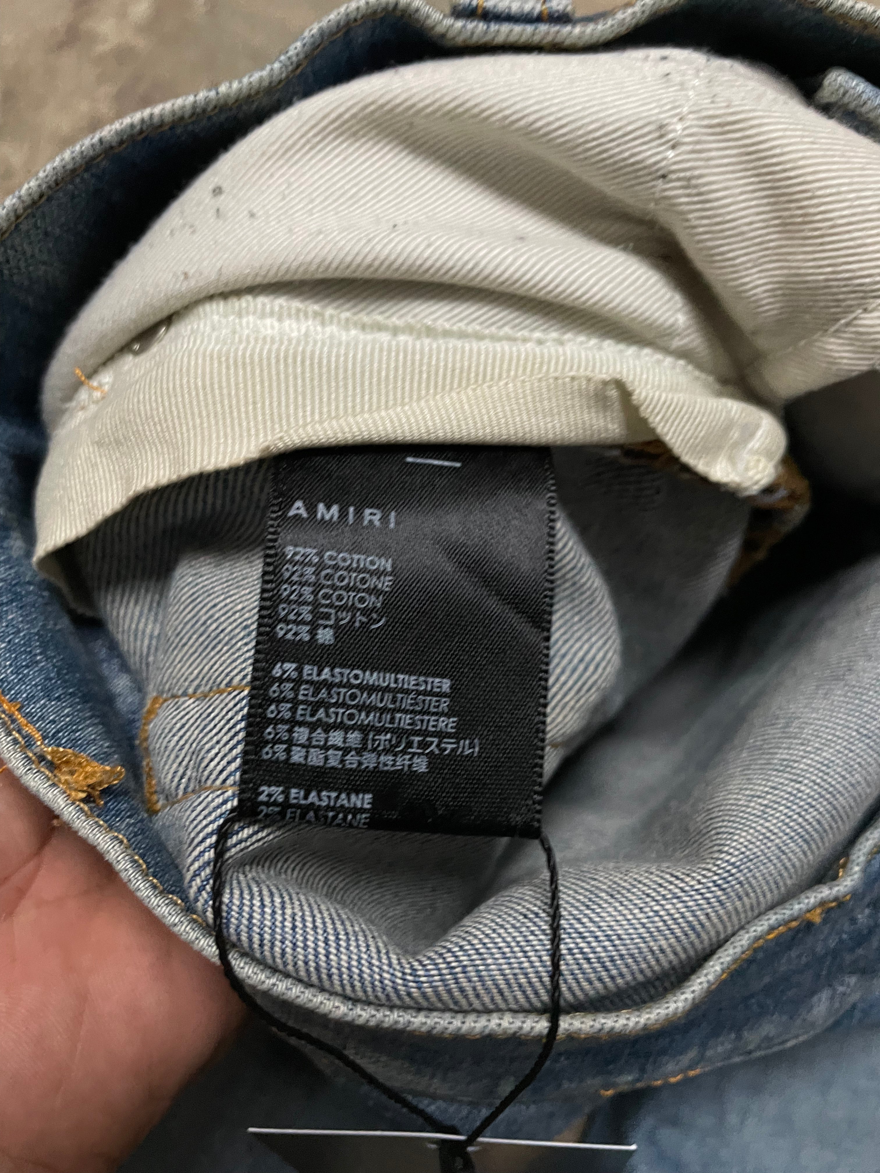 Amiri MX2 Light Wash Blue Orange Plaid Patch Used 36 (Tailored)