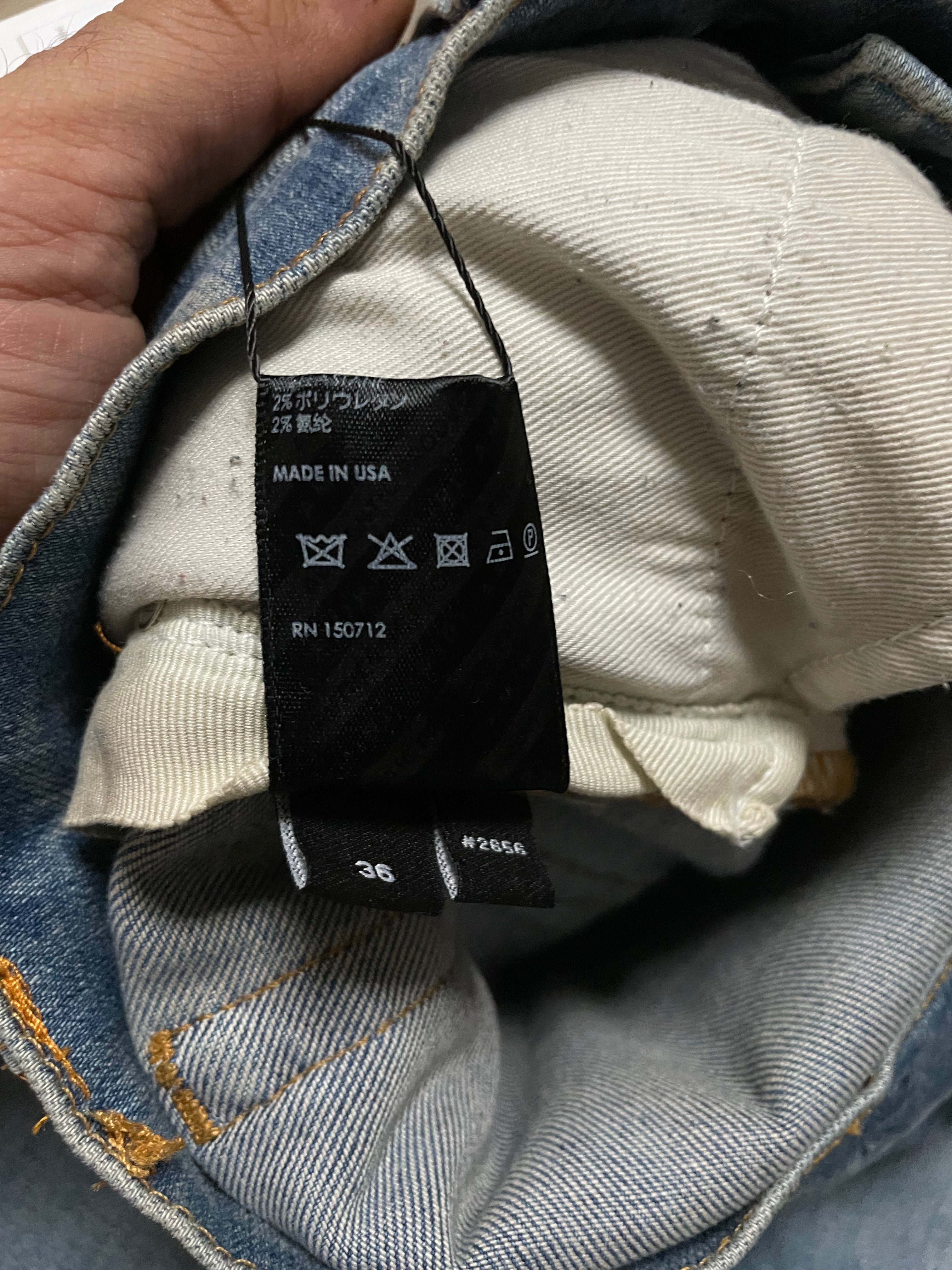 Amiri MX2 Light Wash Blue Orange Plaid Patch Used 36 (Tailored)