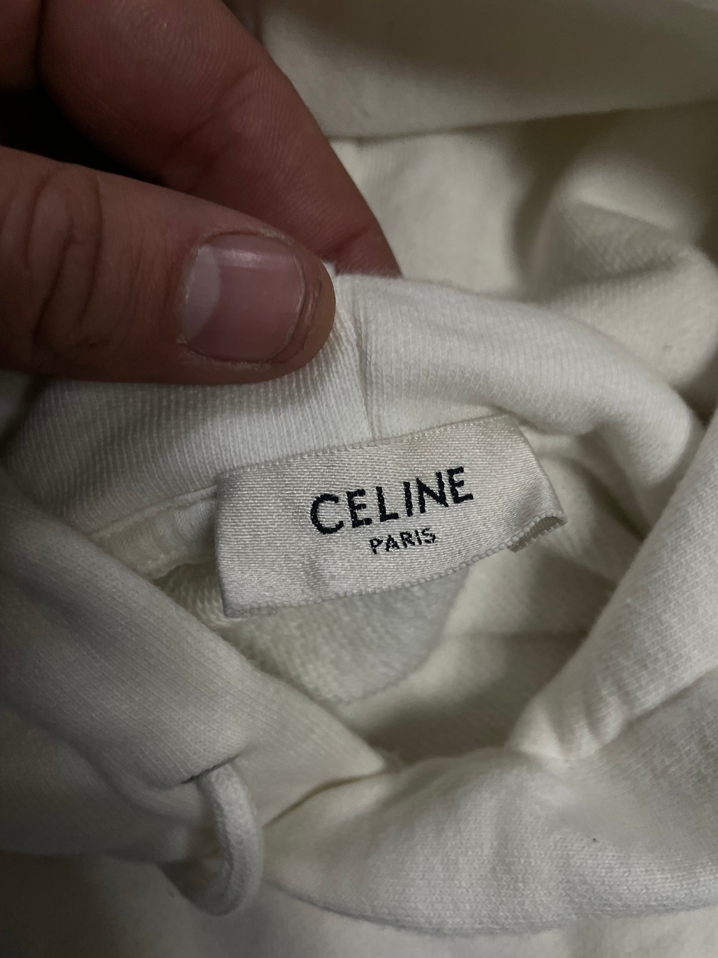Celine Hoodie White Black Spellout Used Medium