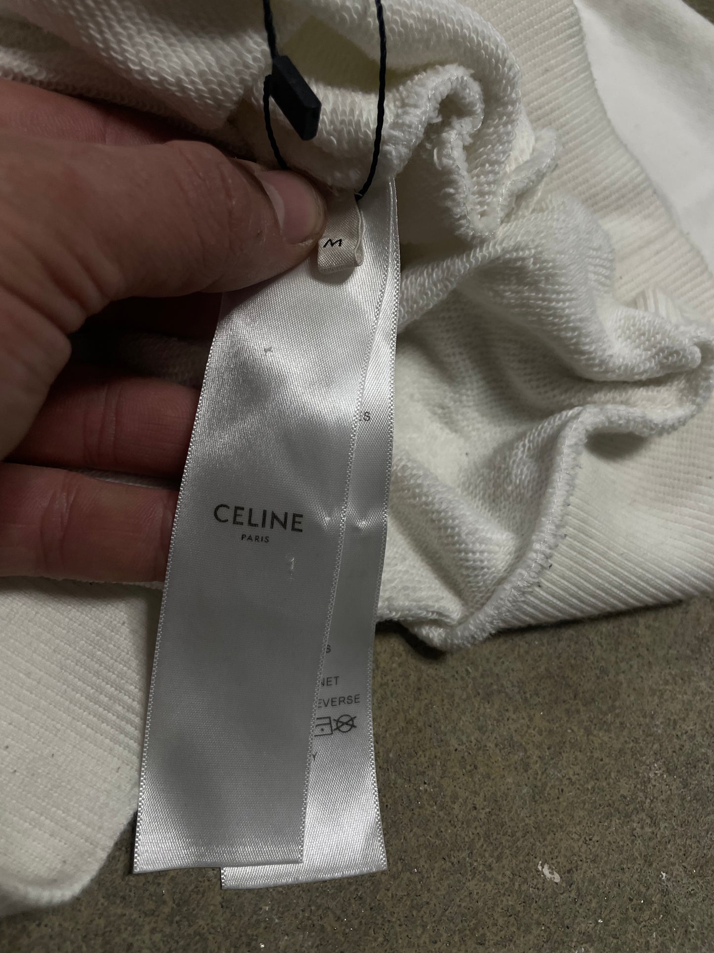 Celine Hoodie White Black Spellout Used Medium