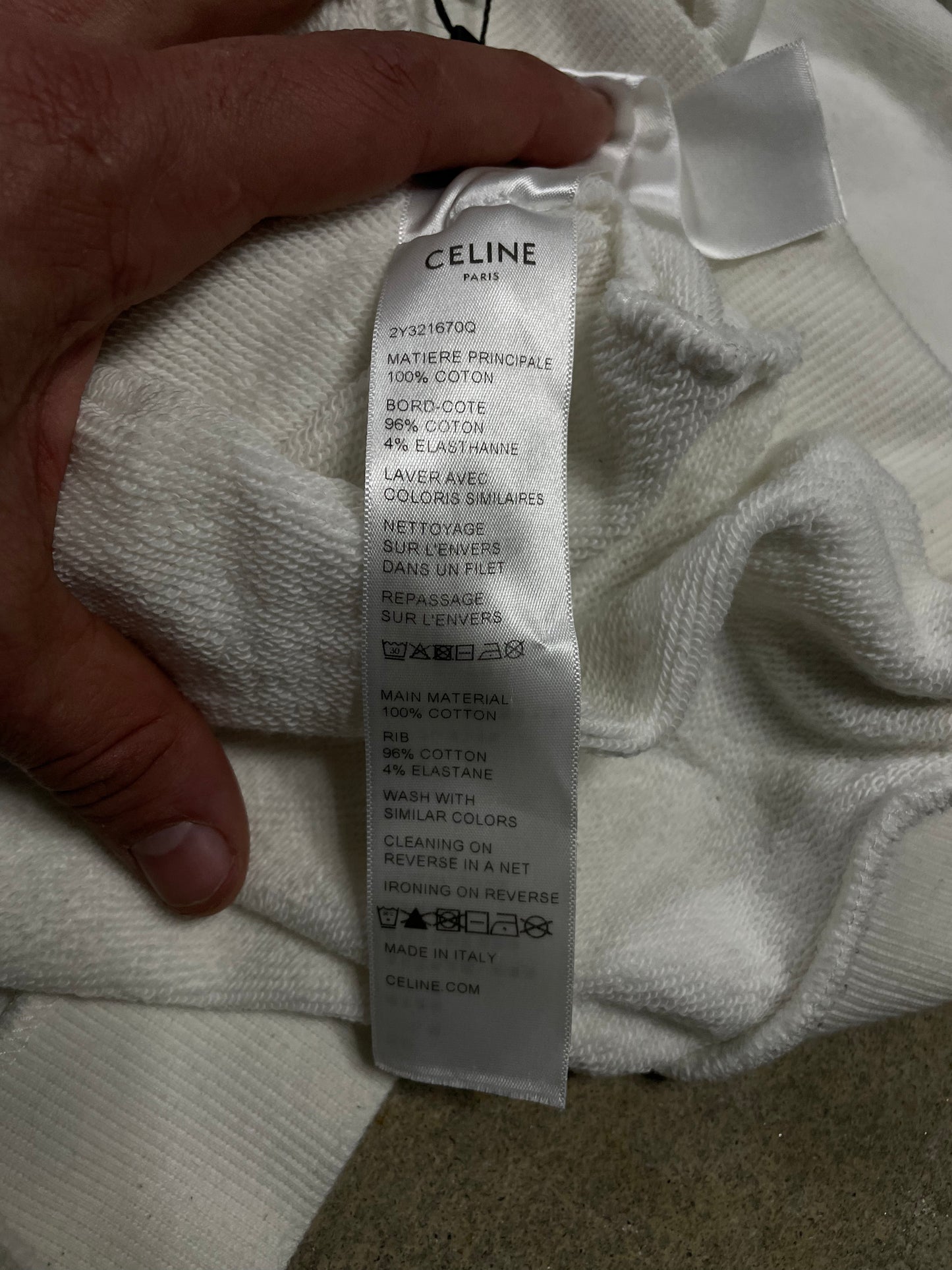 Celine Hoodie White Black Spellout Used Medium
