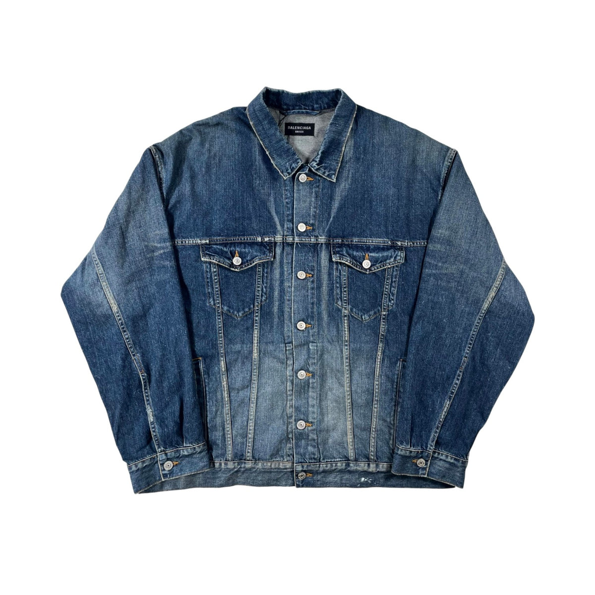 Balenciaga Tape Logo Denim Dark Wash Jacket
