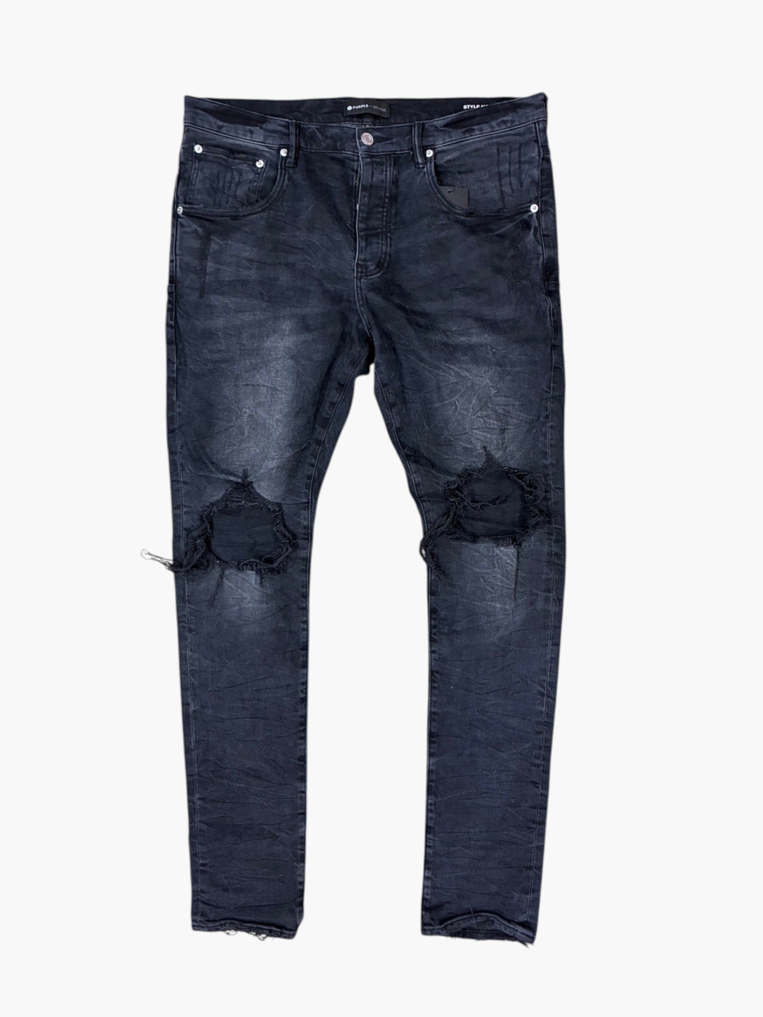 Purple Blowout Ripped Black Jeans