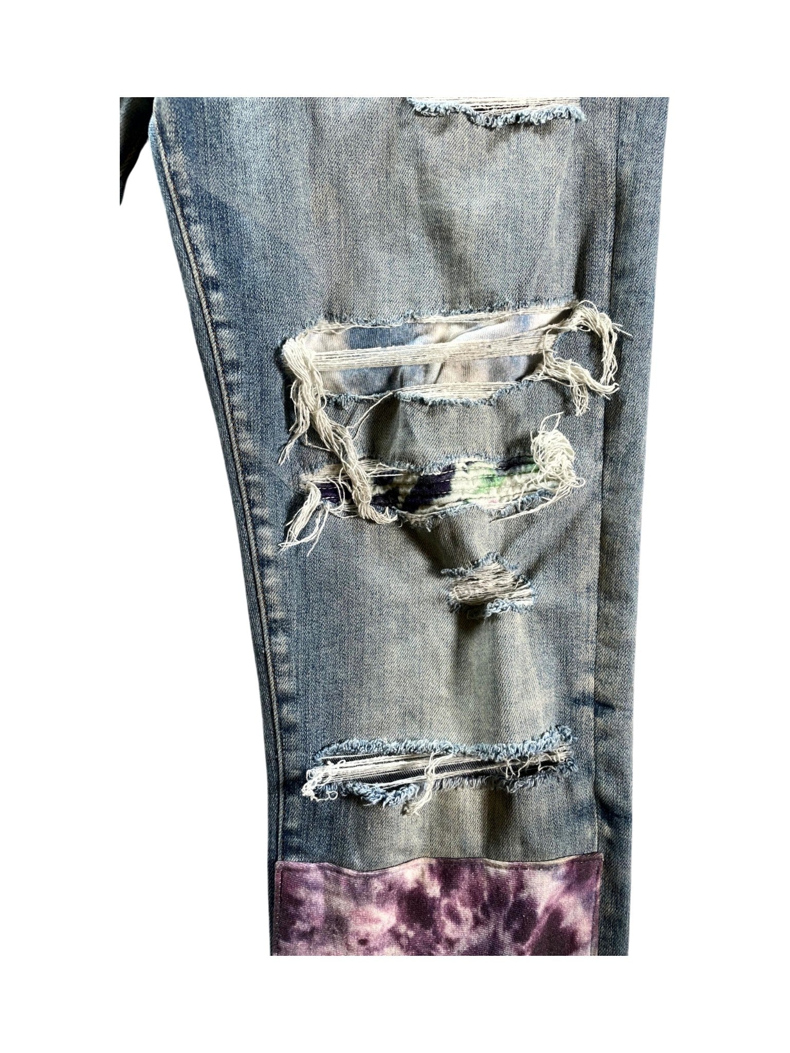 Amiri Tie Dye Patchwork Light Wash & Multicolor Jeans