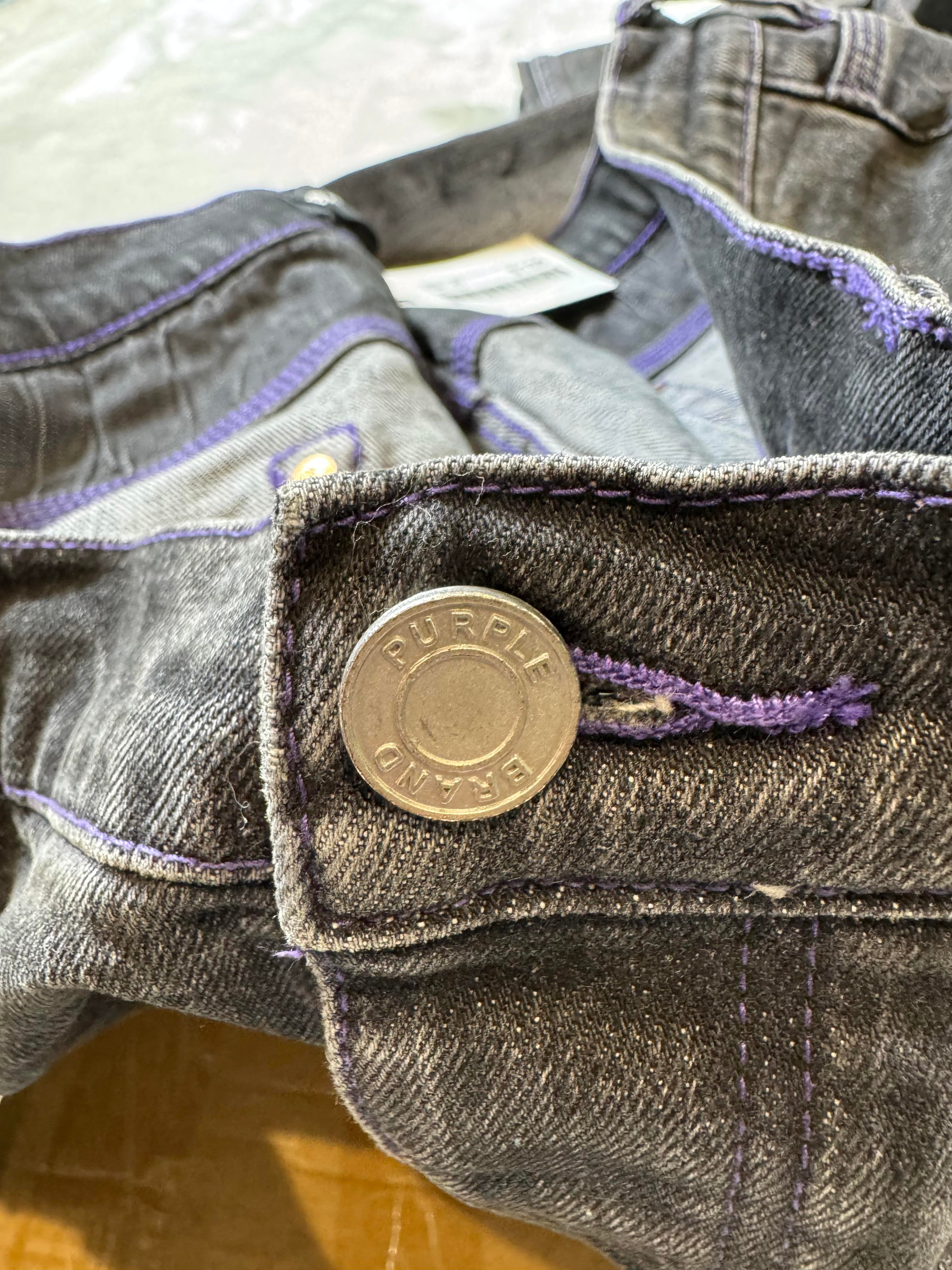 Purple Brand Outline Black Wash & Purple Jeans