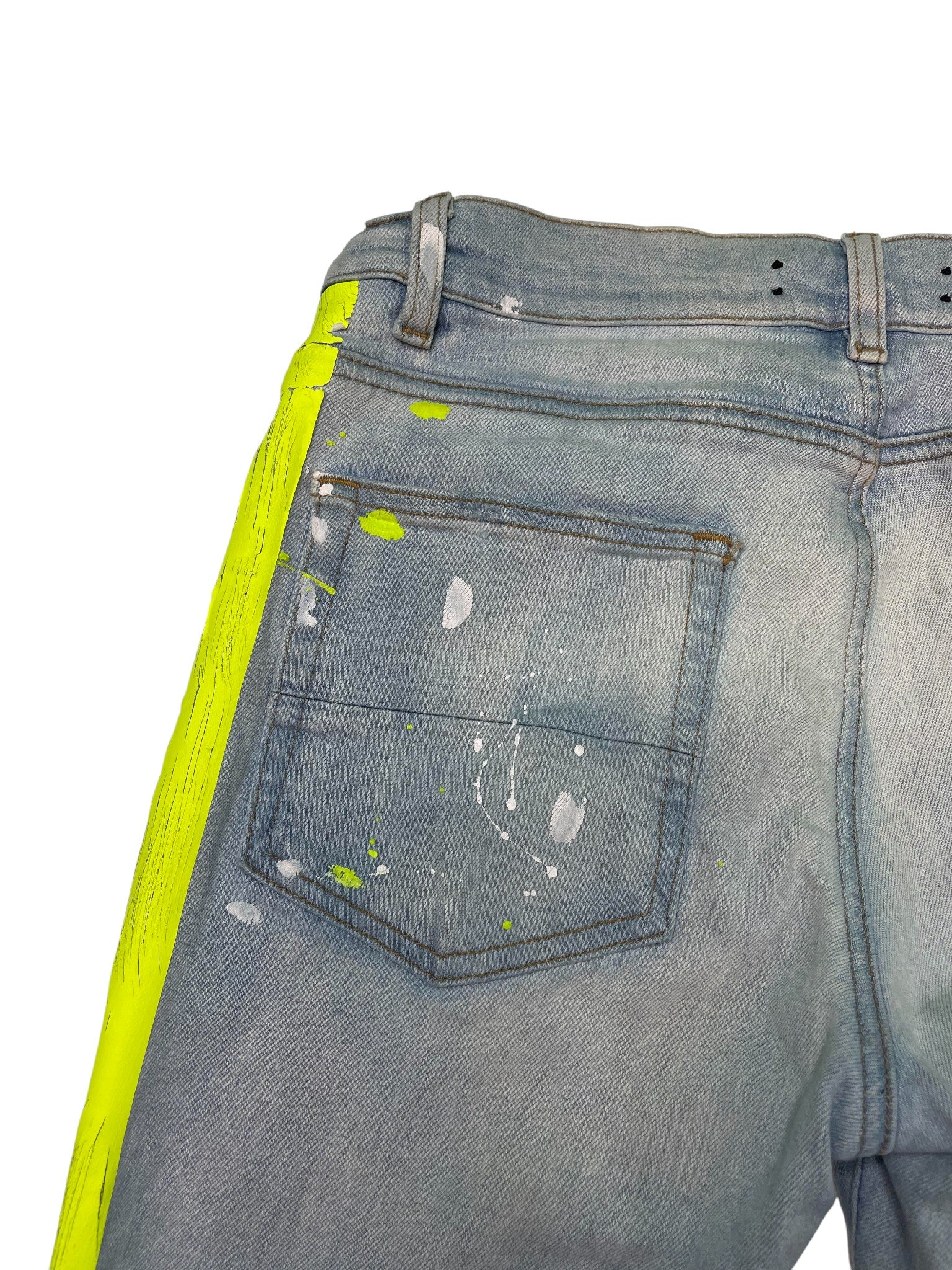 Amiri 'Neon Splatter' Light Wash Stripe Jeans