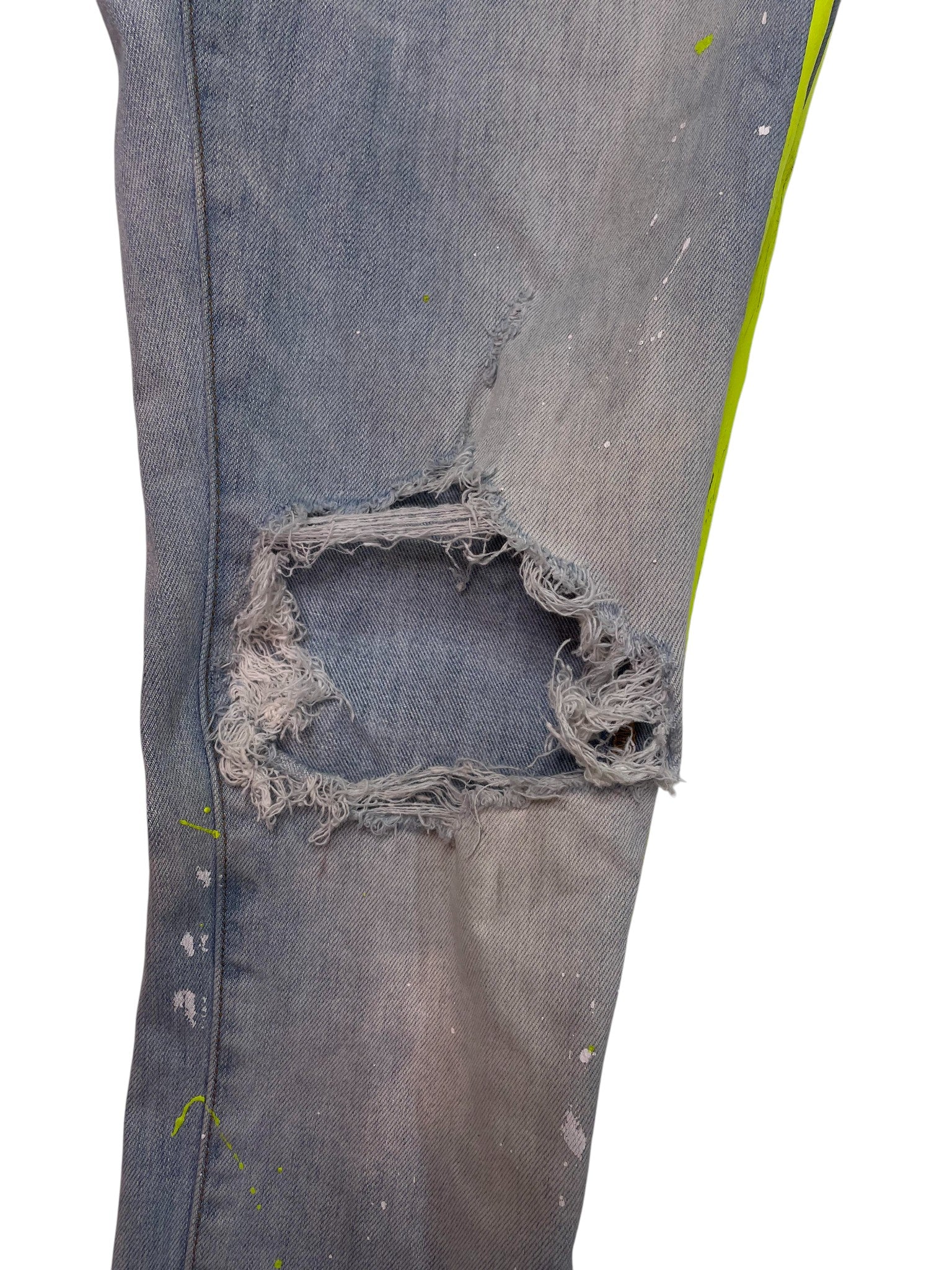 Amiri 'Neon Splatter' Light Wash Stripe Jeans