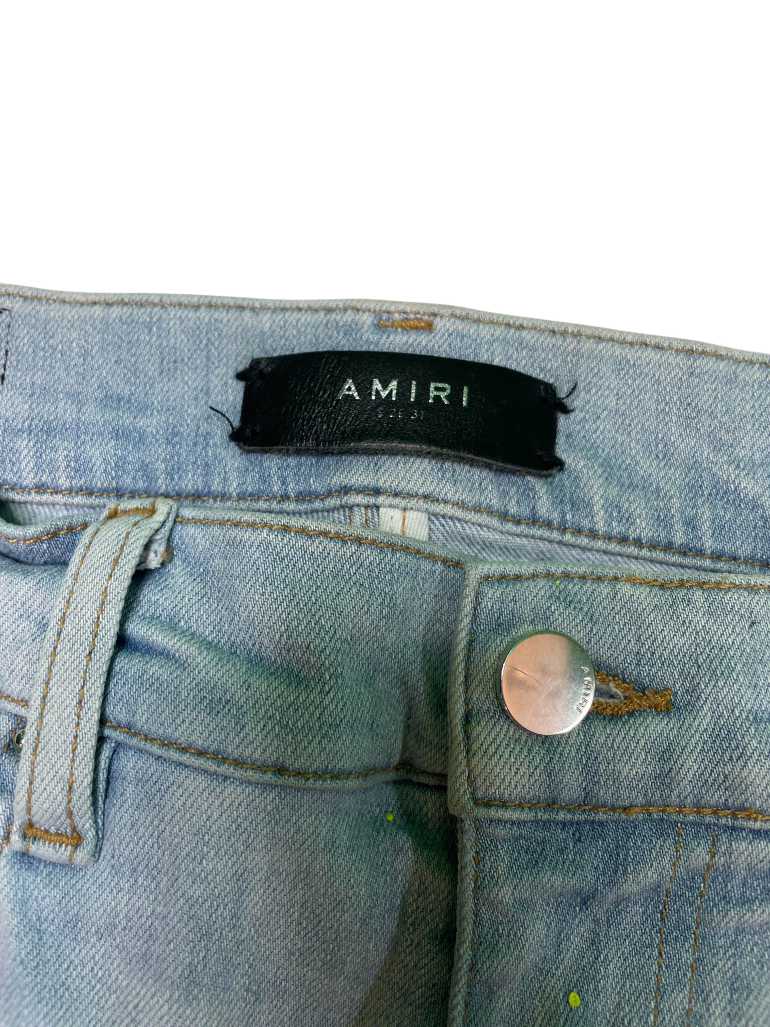Amiri 'Neon Splatter' Light Wash Stripe Jeans