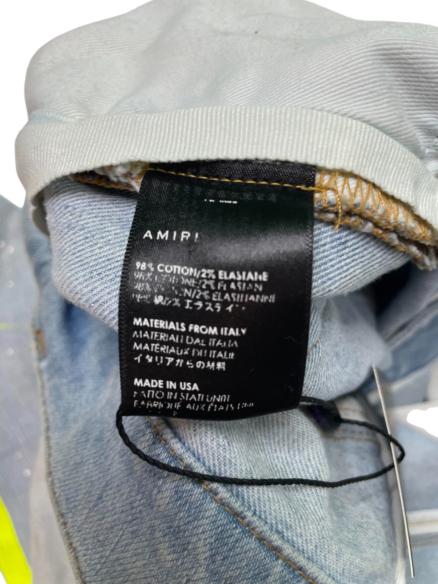 Amiri 'Neon Splatter' Light Wash Stripe Jeans