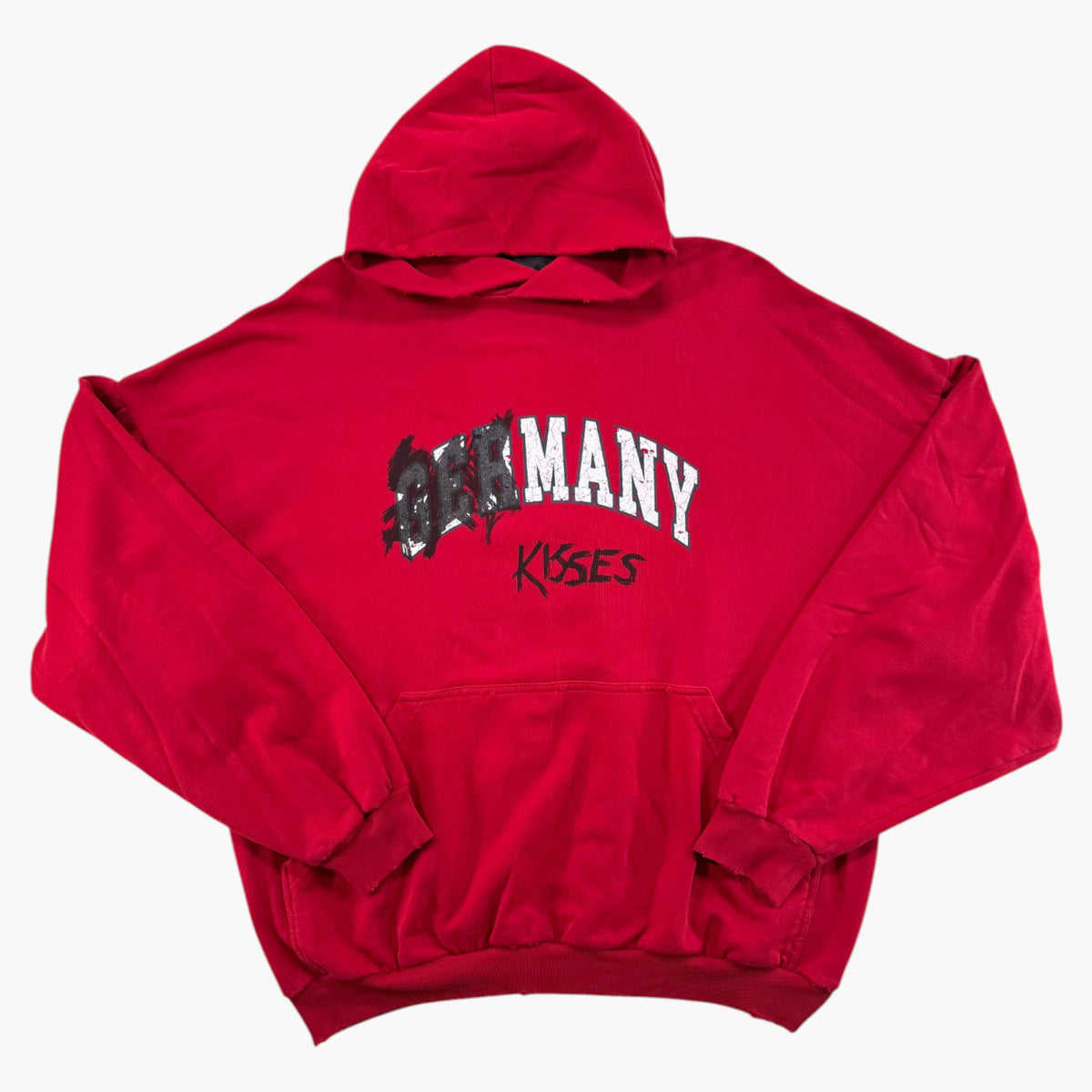 Balenciaga Distressed Germany Red Hoodie