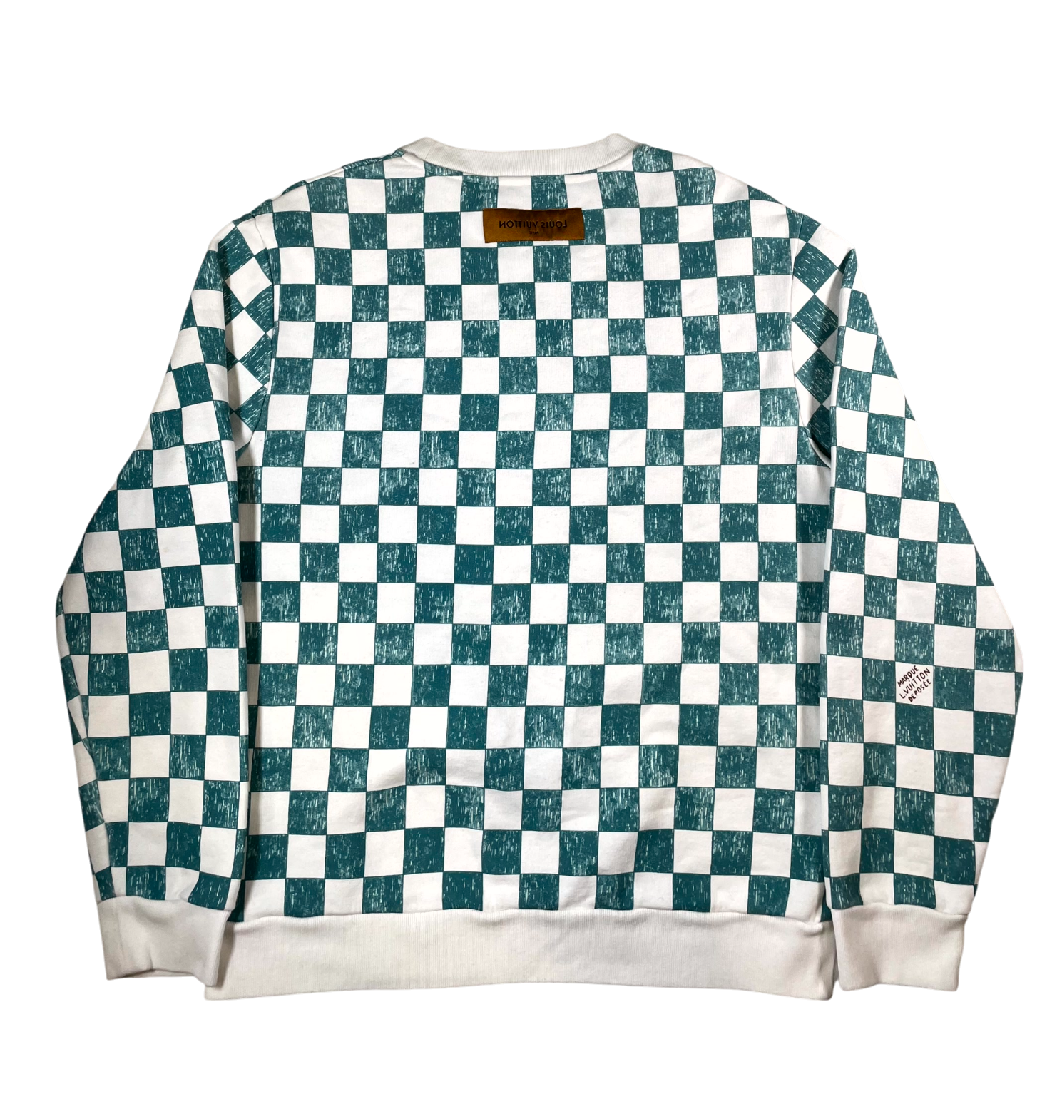 Louis Vuitton Damier Marque Crewneck White & Teal Sweatshirt