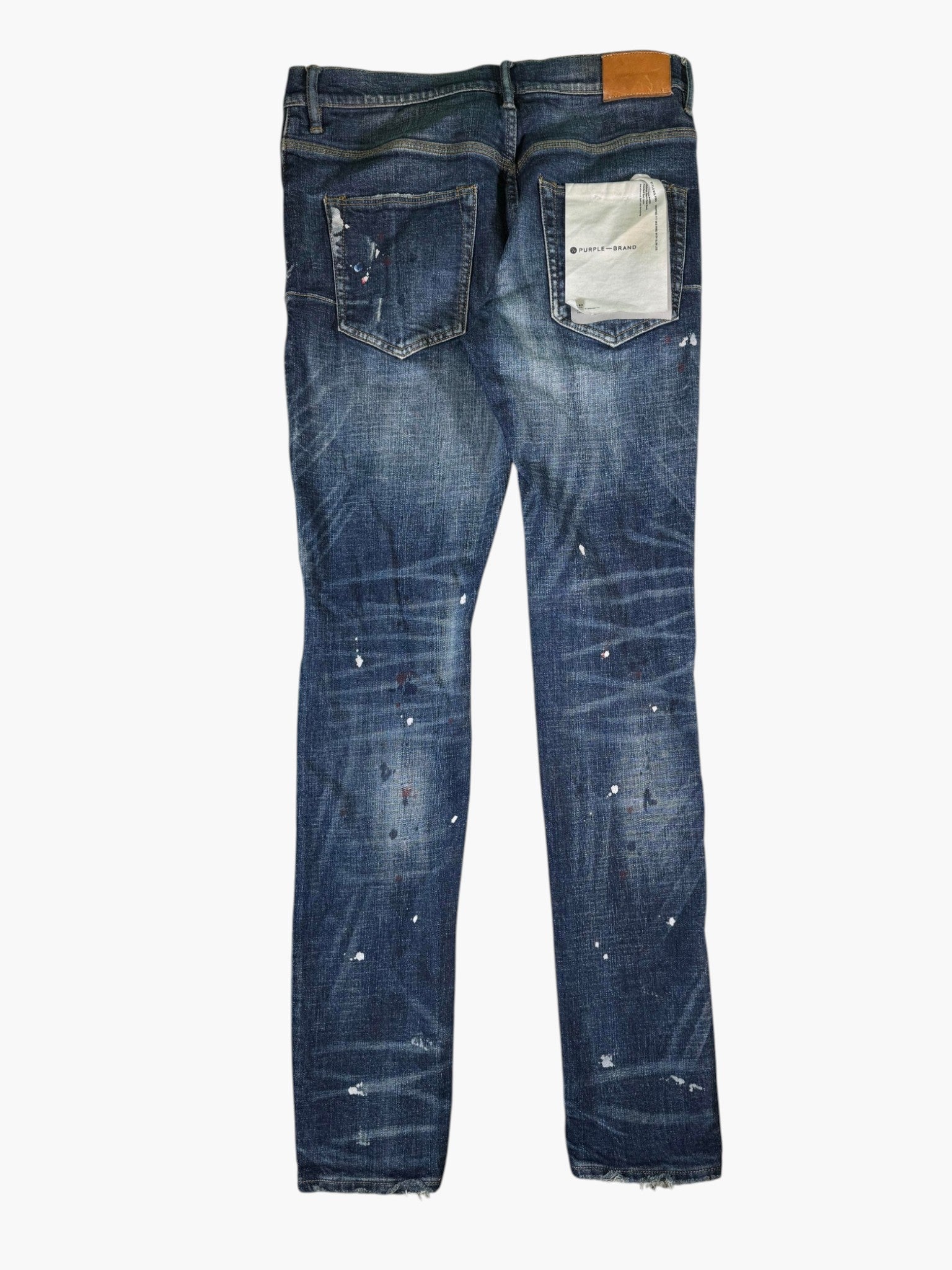 Purple Brand Splatter Dark Wash Ripped Jeans