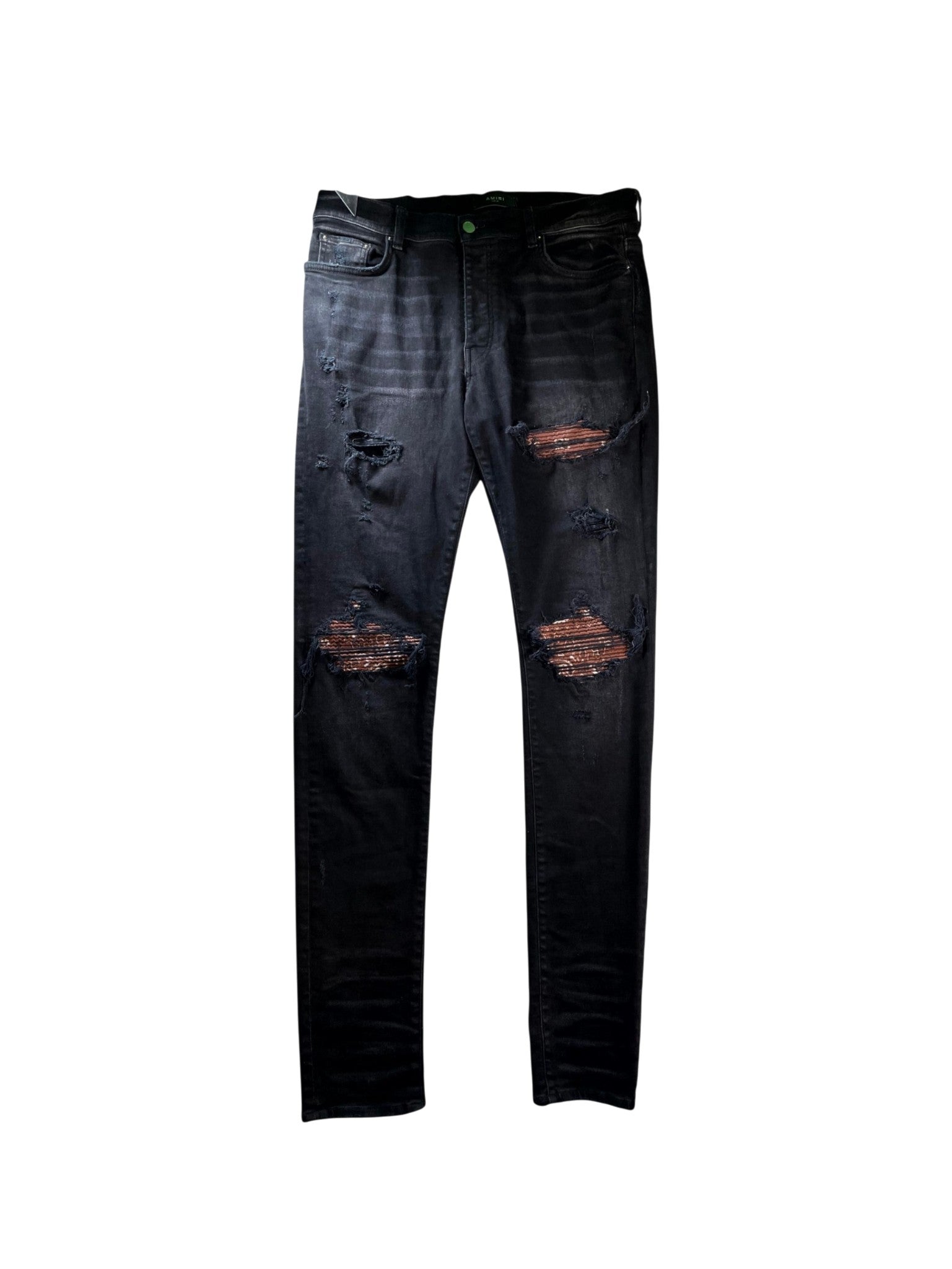 Amiri MX1 Paisley Patch Black & Brown Jeans