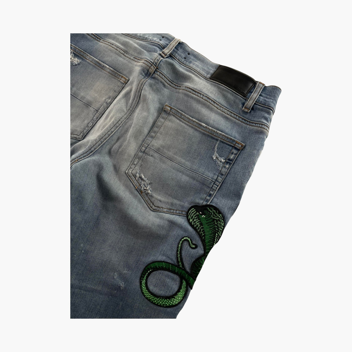 Amiri Green Cobra Light Wash Jeans
