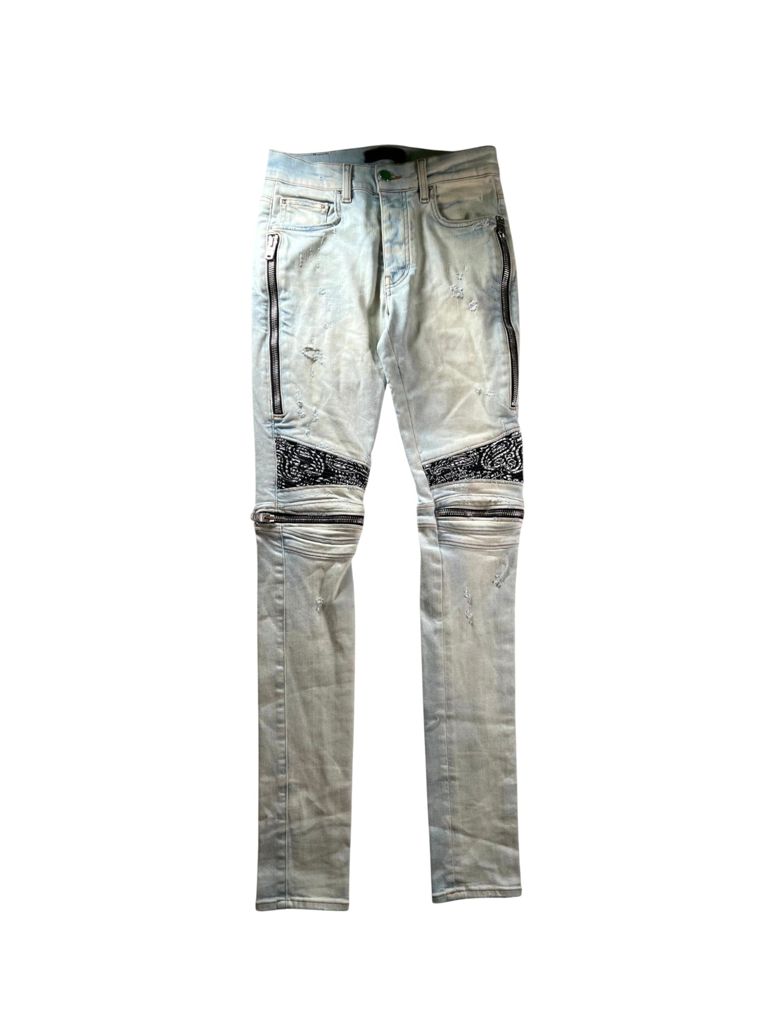 Amiri Paisley Patch Stone Wash & Black Jeans