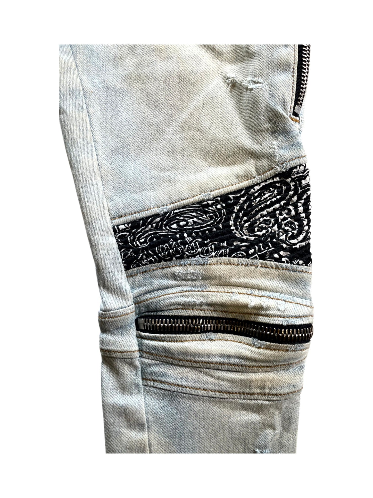 Amiri Paisley Patch Stone Wash & Black Jeans